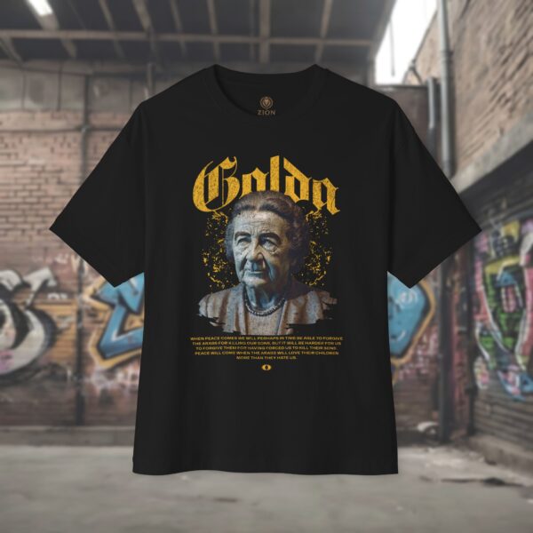 Golda Meir Inspiration Oversized Tee | Men Graphic Shirt for Empowerment & Activism - Image 2