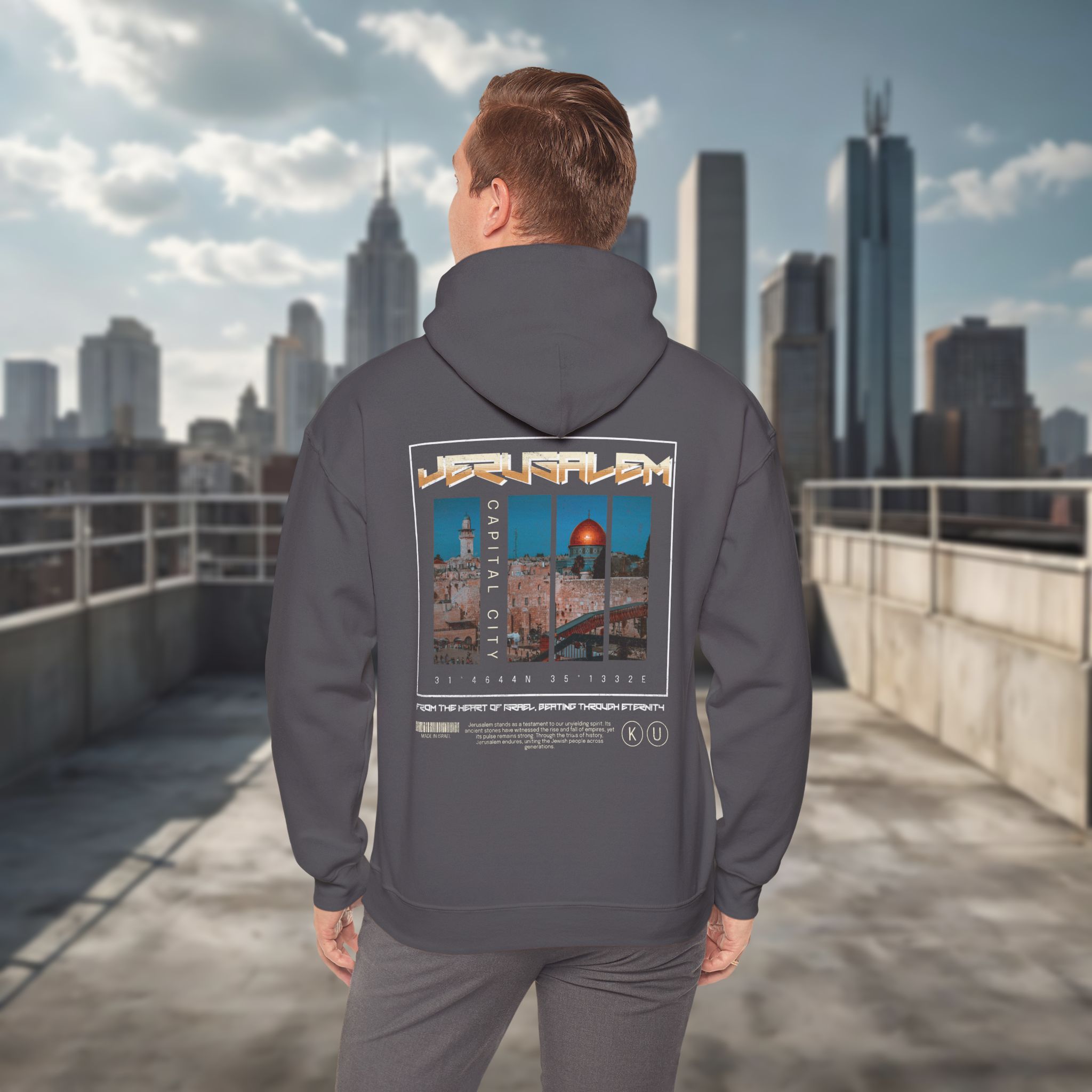 Urban Jewish Hoodie for Men - Jerusalem Y2K Israel Pride - Image 15