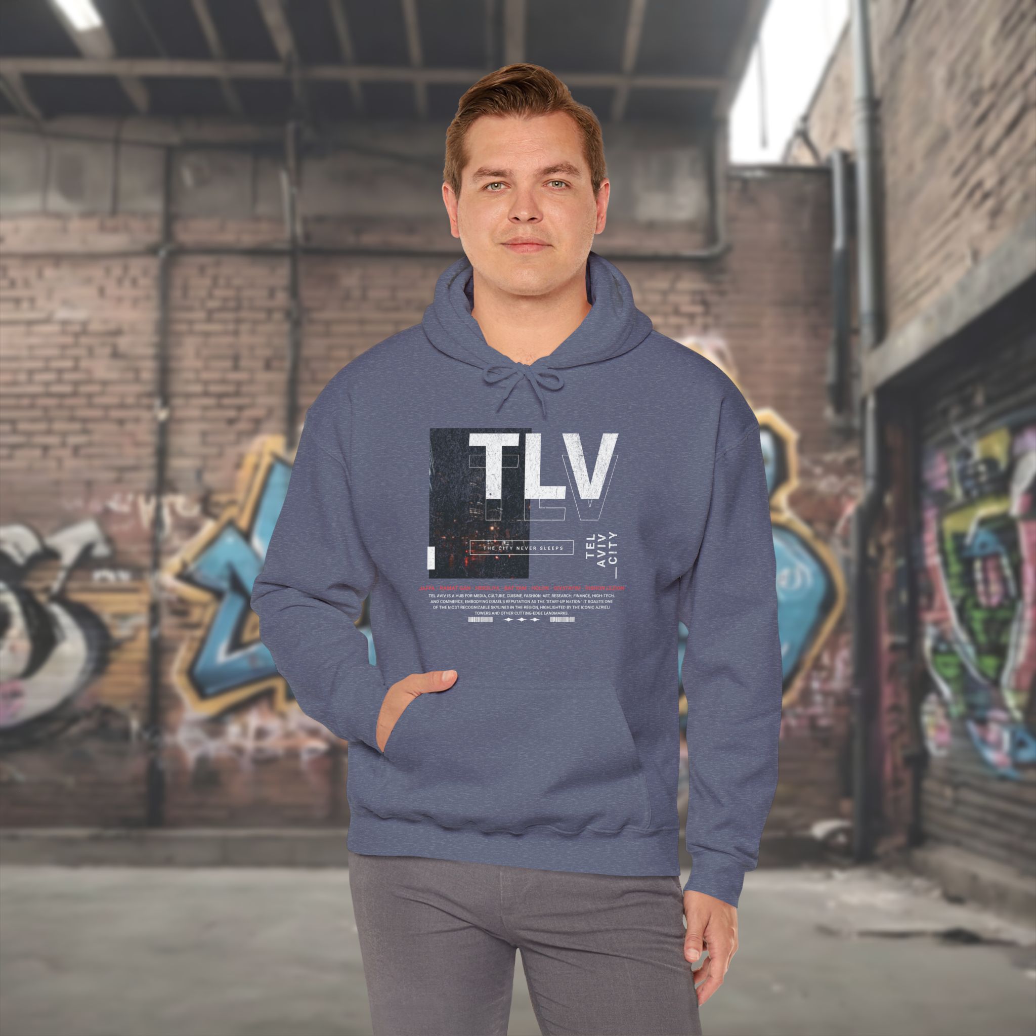 Tel Aviv, The City That Never Sleeps Men’s Hoodie - Image 23