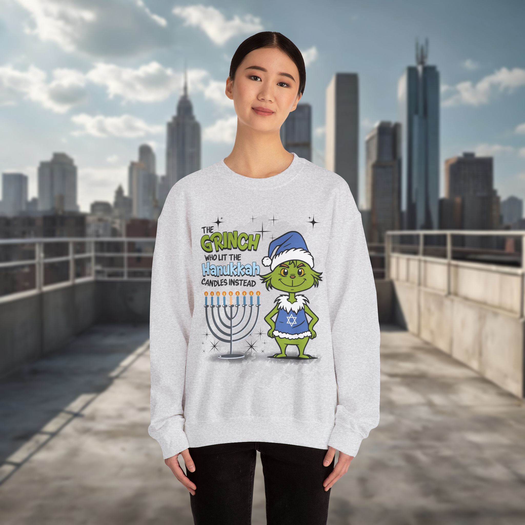 Hanukkah Grinch Sweatshirt for Women - Image 2