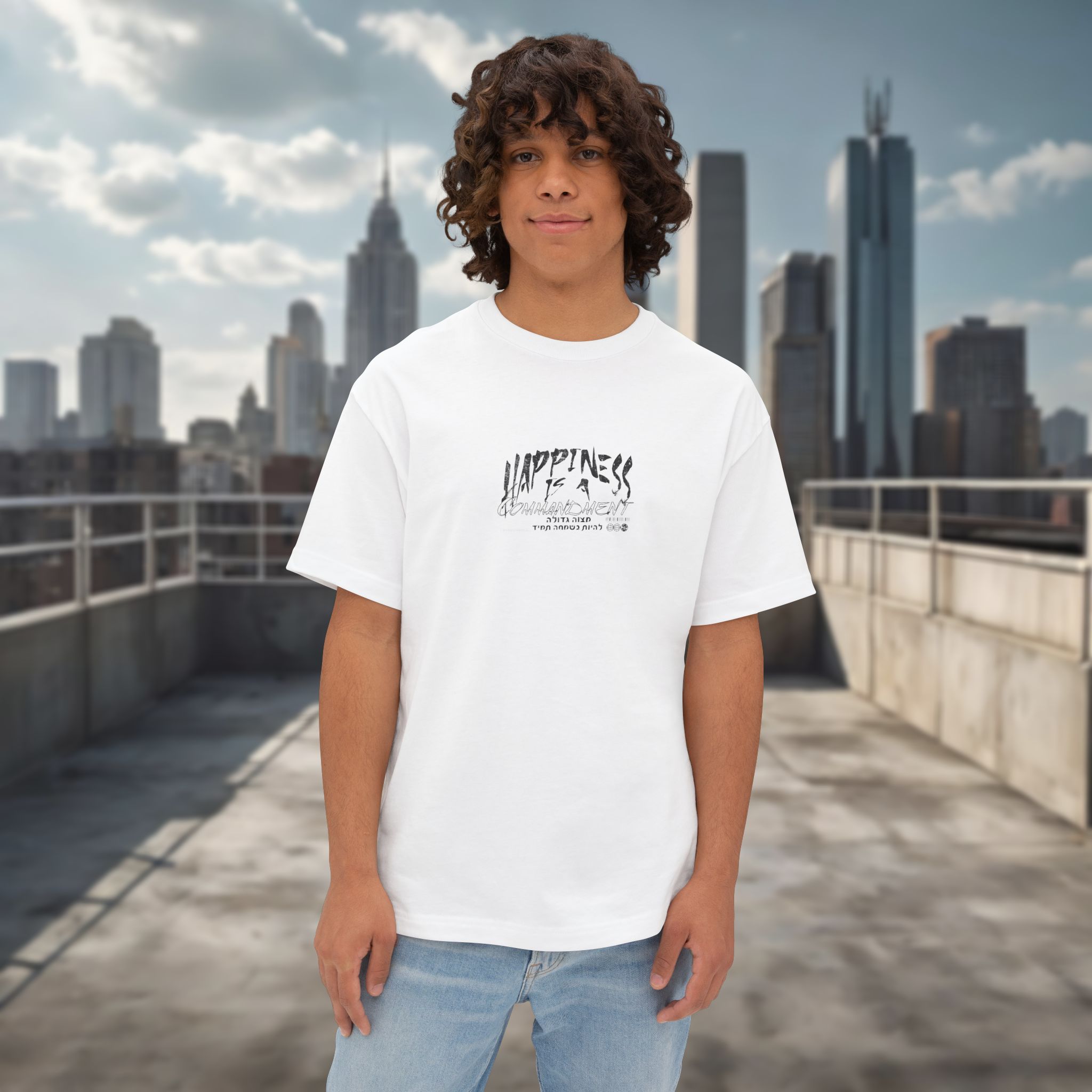 Urban Jewish Oversized T-Shirt - Happiness is a Commandment - Image 4