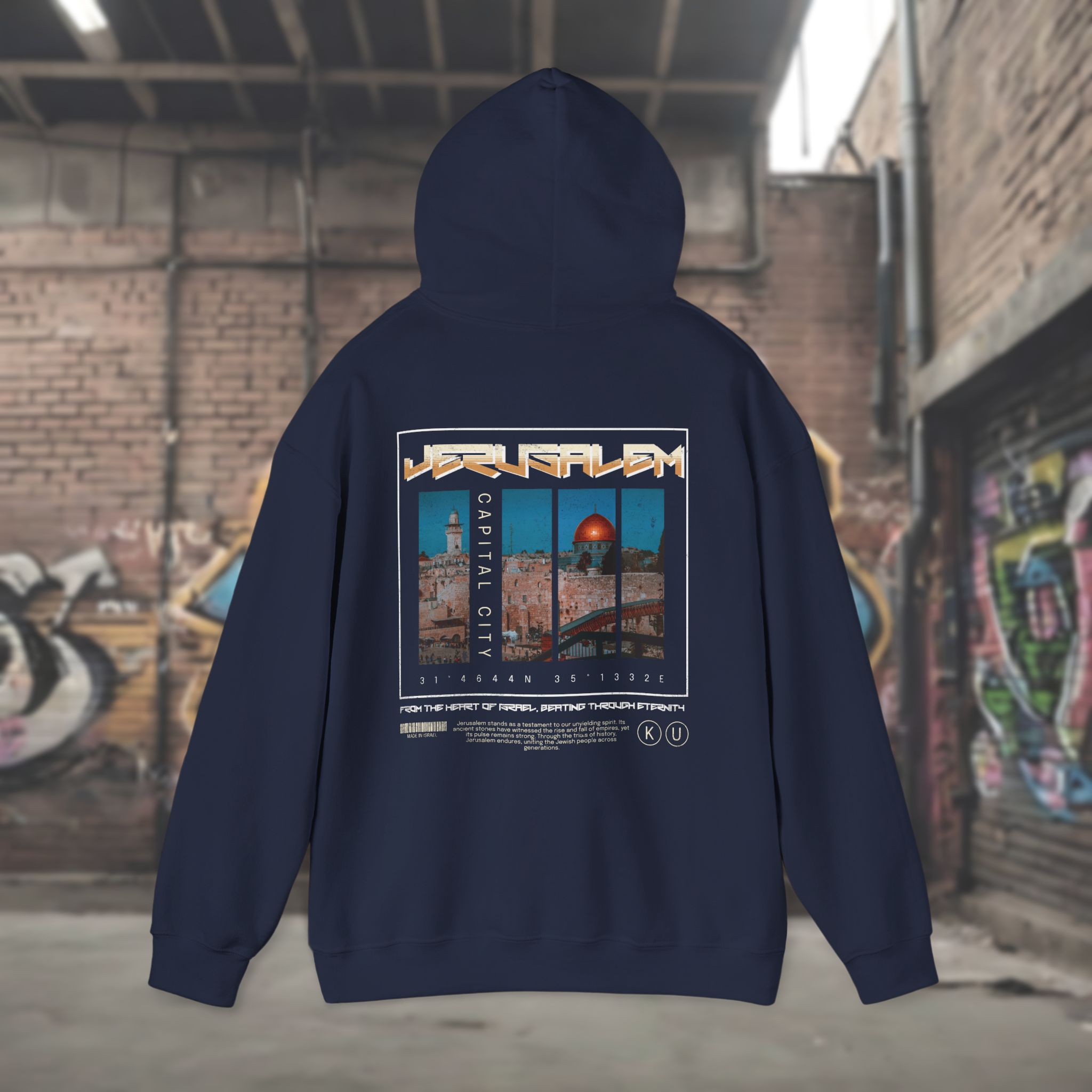 Urban Jewish Hoodie for Men - Jerusalem Y2K Israel Pride - Image 18