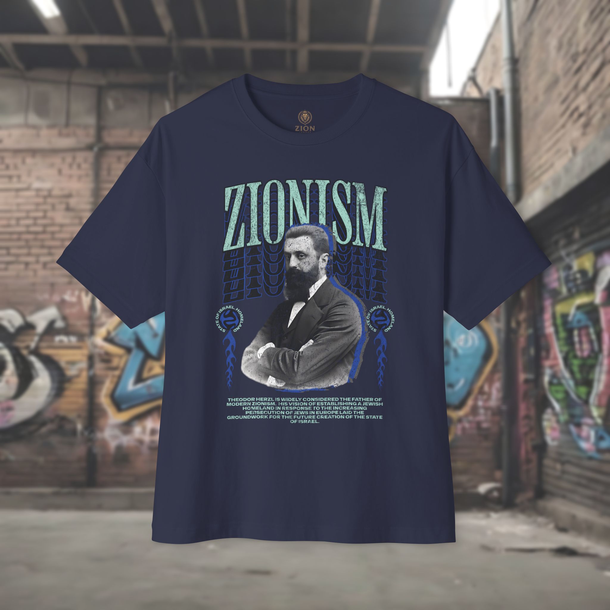 Urban Jewish Oversized T-Shirt for Women - Zionism Herzl Design - Image 13