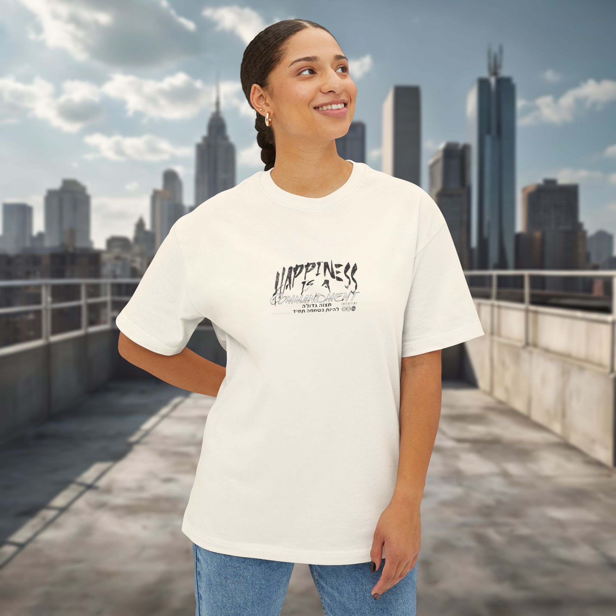 Happiness is a Commandment - Urban Jewish Oversized T-Shirt for women - Image 7