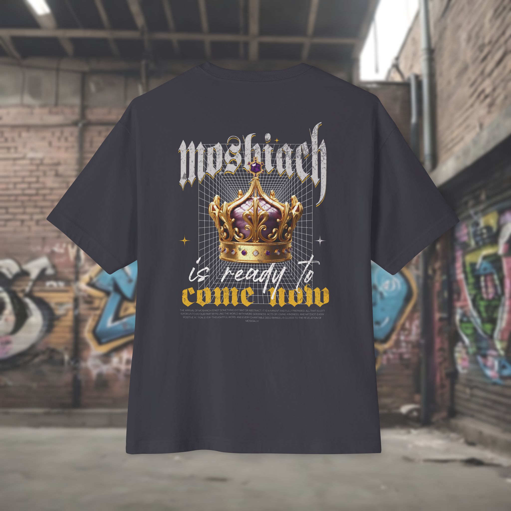 Urban Jewish Oversized Tee for Men - Moshiach Y2K Design - Image 6