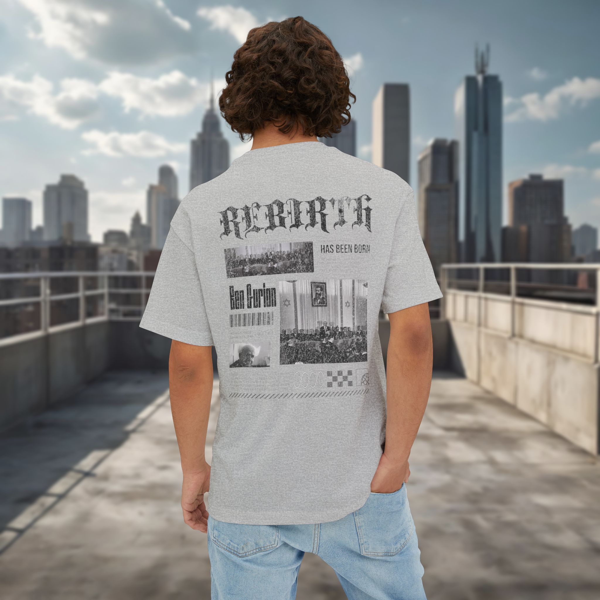 Rebirth of Israel 1948 - Men's Oversized T-Shirt - Image 16