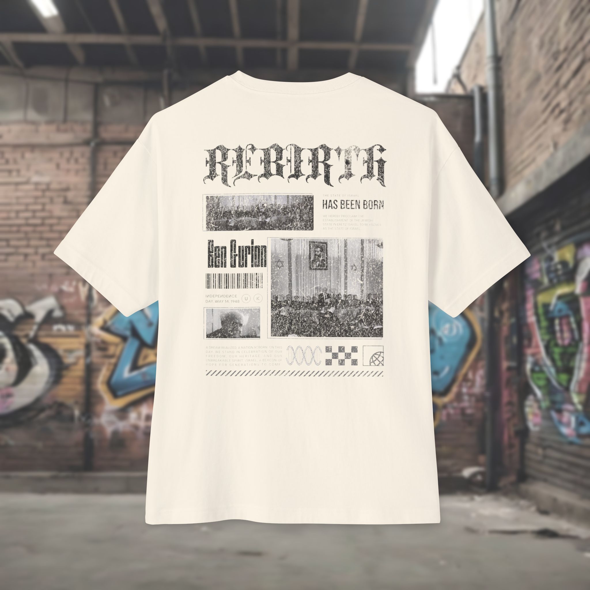 Rebirth of Israel 1948 - Men's Oversized T-Shirt - Image 10