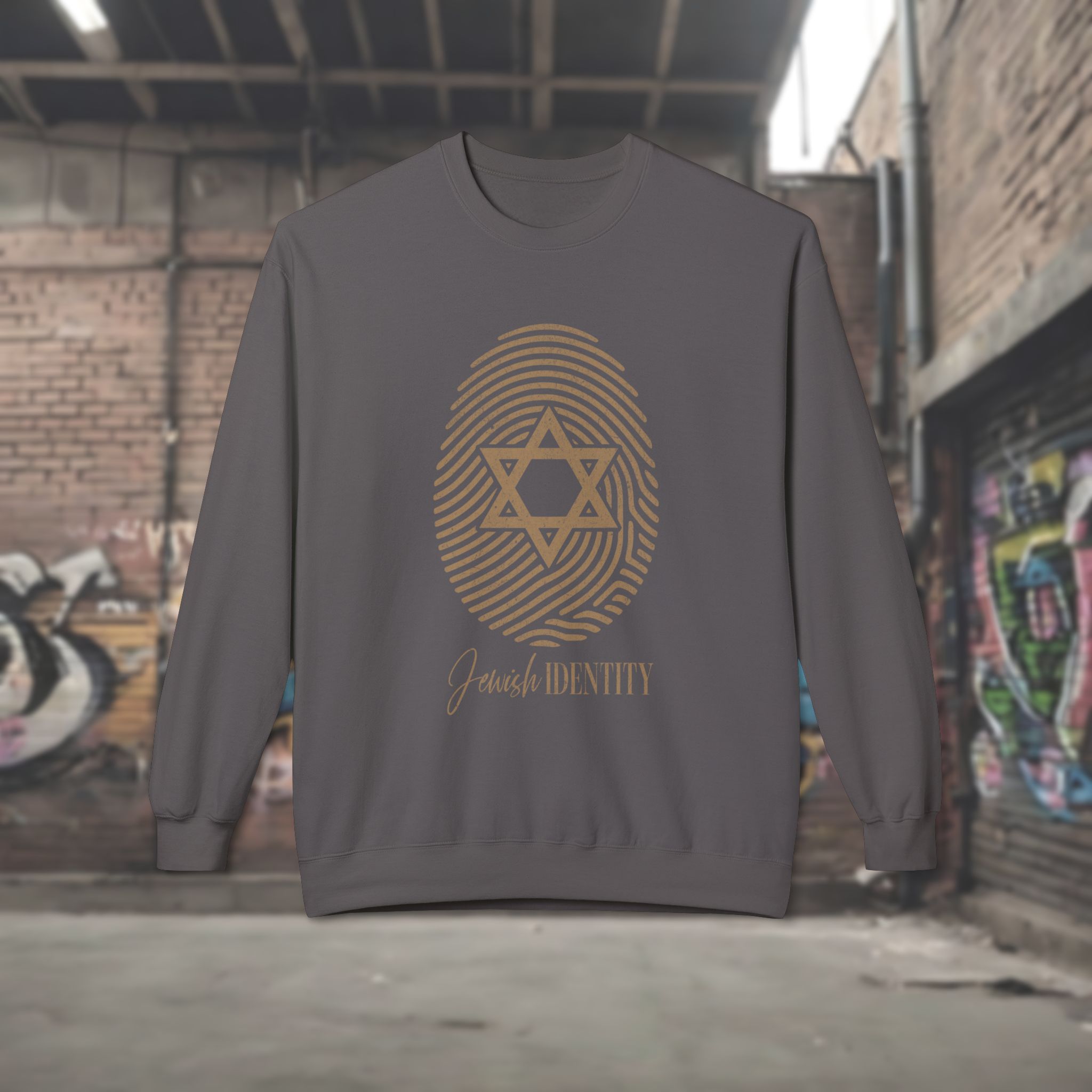 Jewish Identity Crewneck Sweatshirt — Star of David Fingerprint Design - Image 7