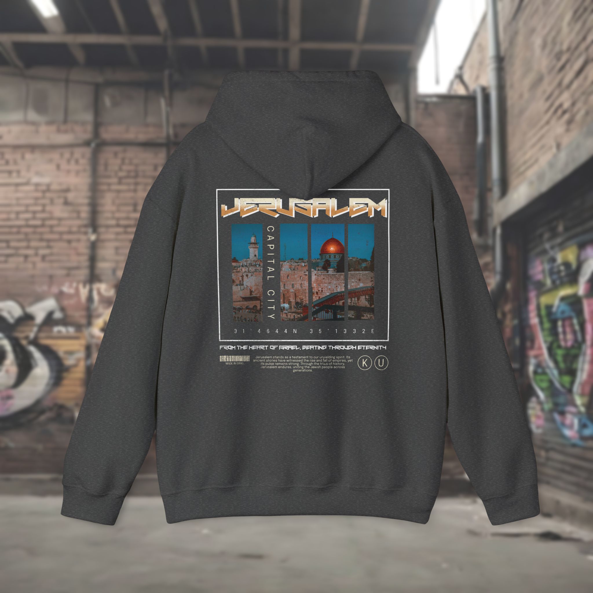 Urban Jewish Hoodie for Men - Jerusalem Y2K Israel Pride - Image 7