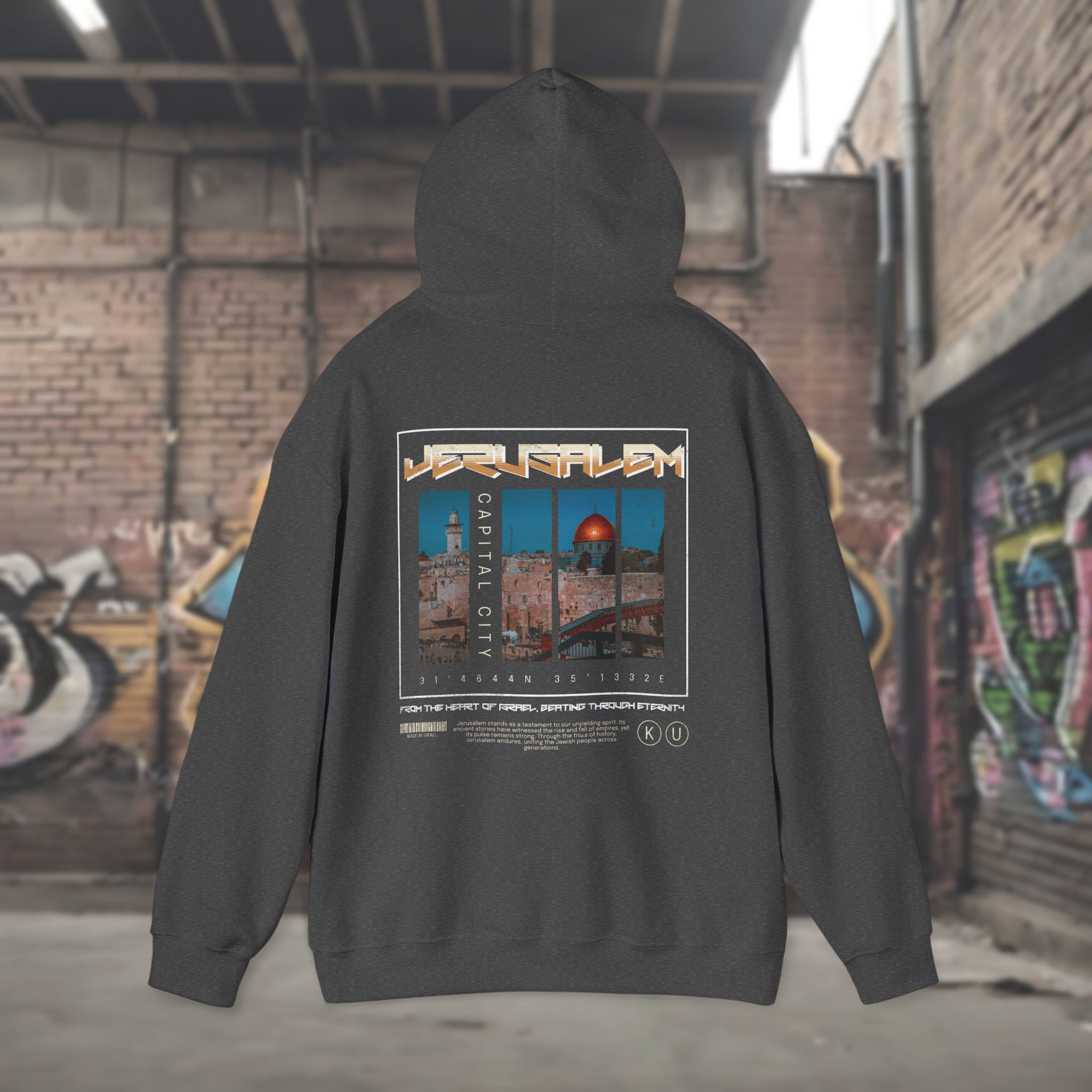 Urban Jewish Hoodie for Men - Jerusalem Y2K Israel Pride - Image 8