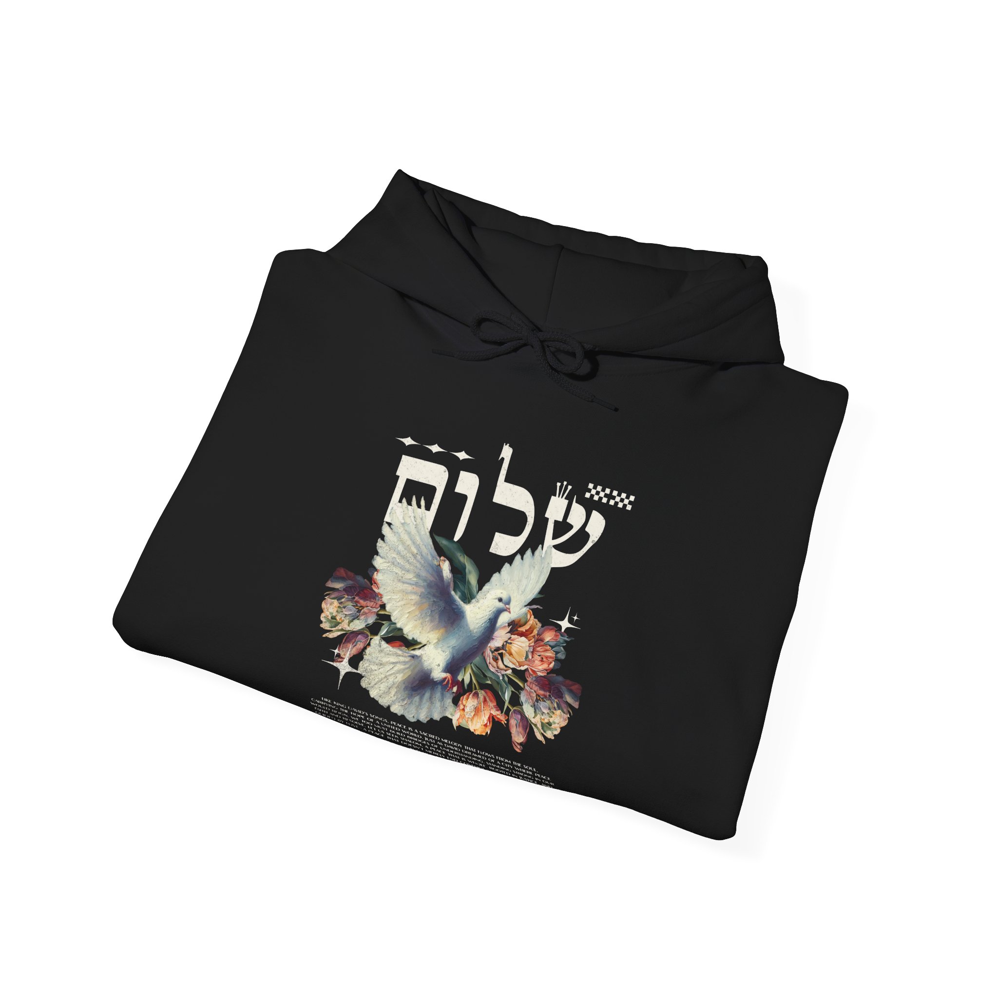 White Dove and Shalom Hebrew Letter Men's Hoodie - Image 5