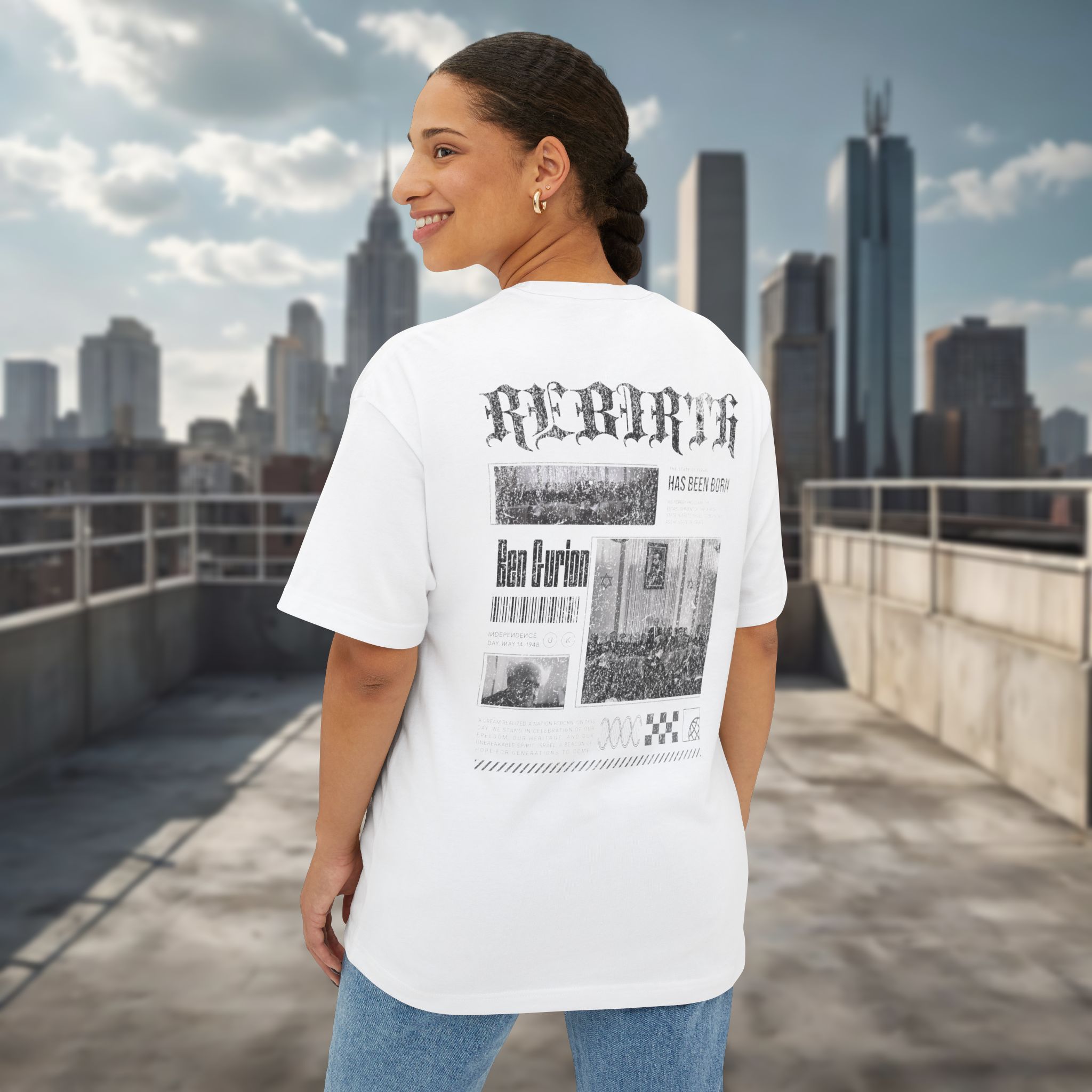 Rebirth of Israel 1948 - Urban Jewish Oversized Tee for Women - Image 2