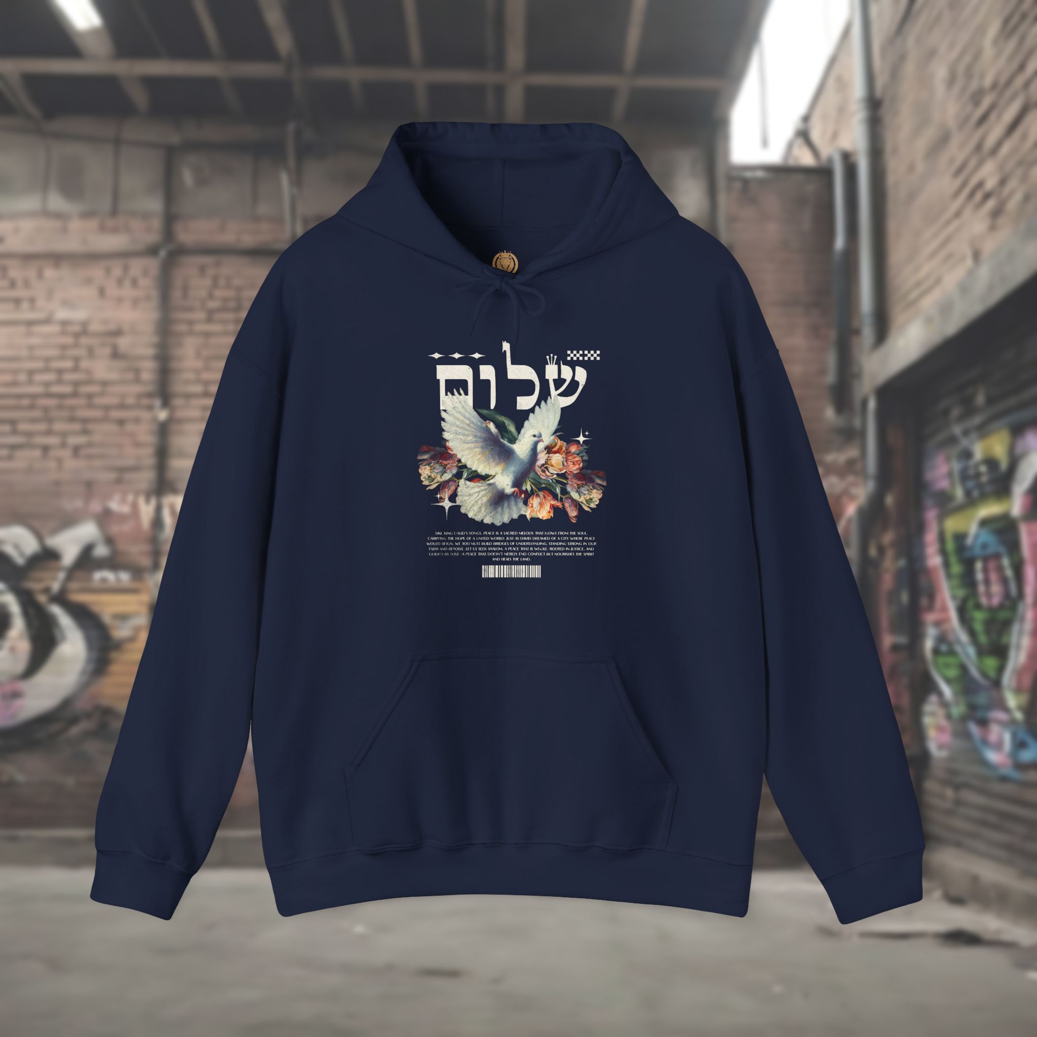 White Dove and Shalom Hebrew Letter Men's Hoodie - Image 25