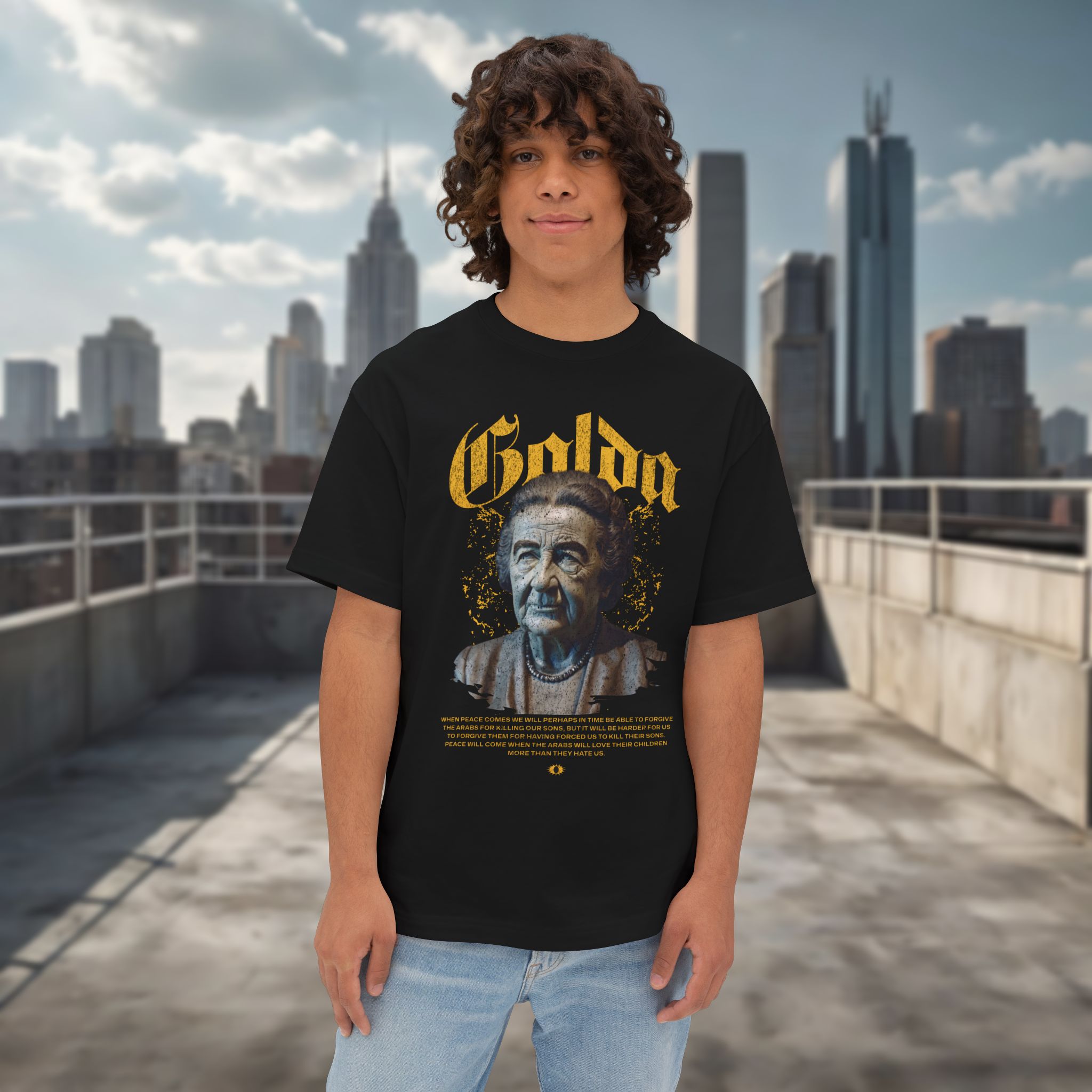 Golda Meir Inspiration Oversized Tee | Men Graphic Shirt for Empowerment & Activism - Image 2