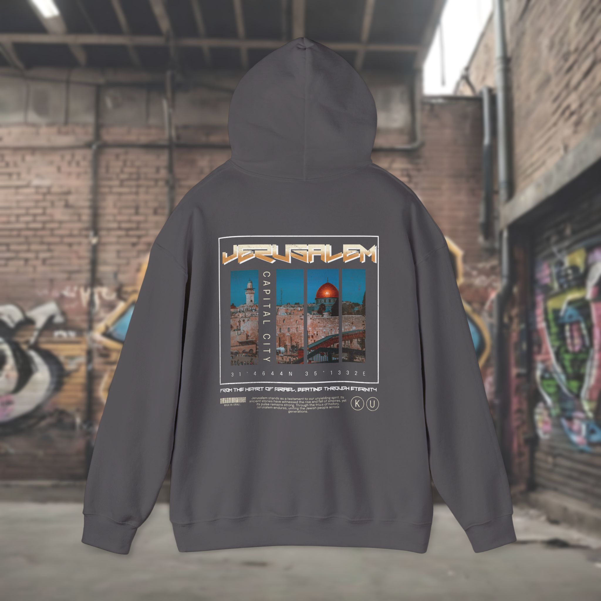 Urban Jewish Hoodie for Men - Jerusalem Y2K Israel Pride - Image 13