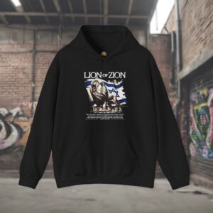 Lion of Zion and Israel Flag Design Hoodie for Men