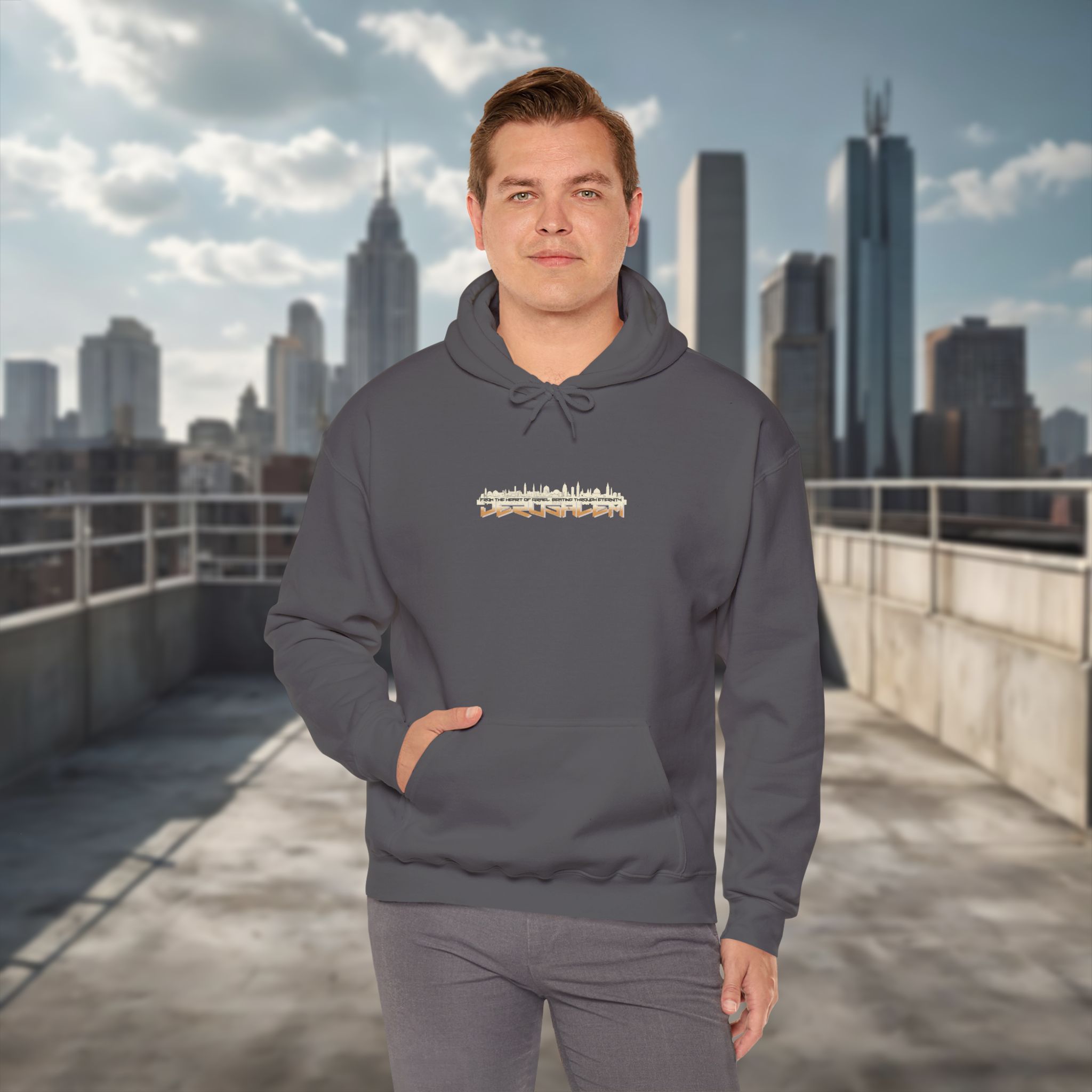 Urban Jewish Hoodie for Men - Jerusalem Y2K Israel Pride - Image 14