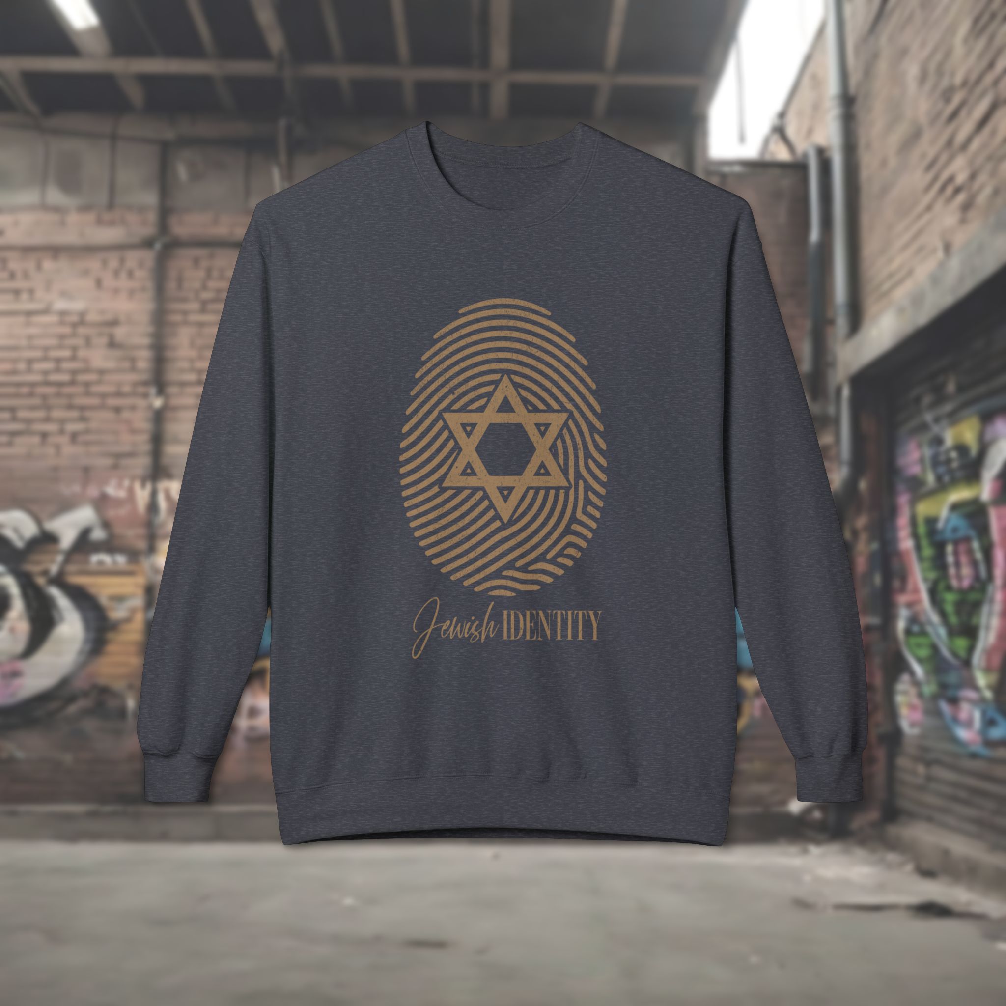 Jewish Identity Crewneck Sweatshirt — Star of David Fingerprint Design - Image 4