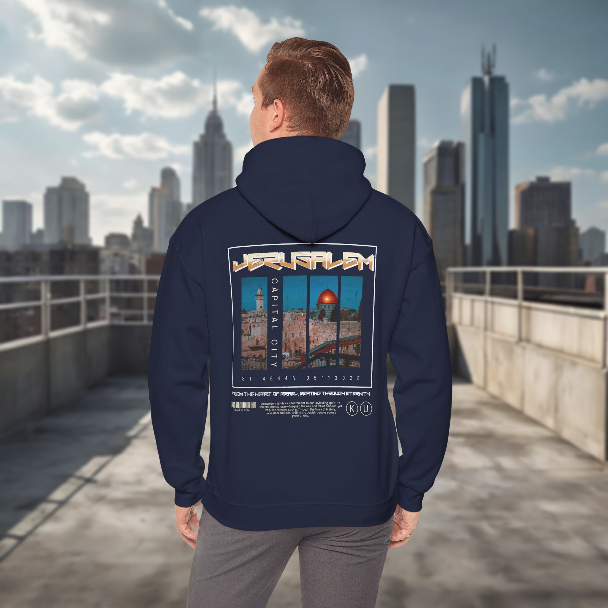Urban Jewish Hoodie for Men - Jerusalem Y2K Israel Pride - Image 20