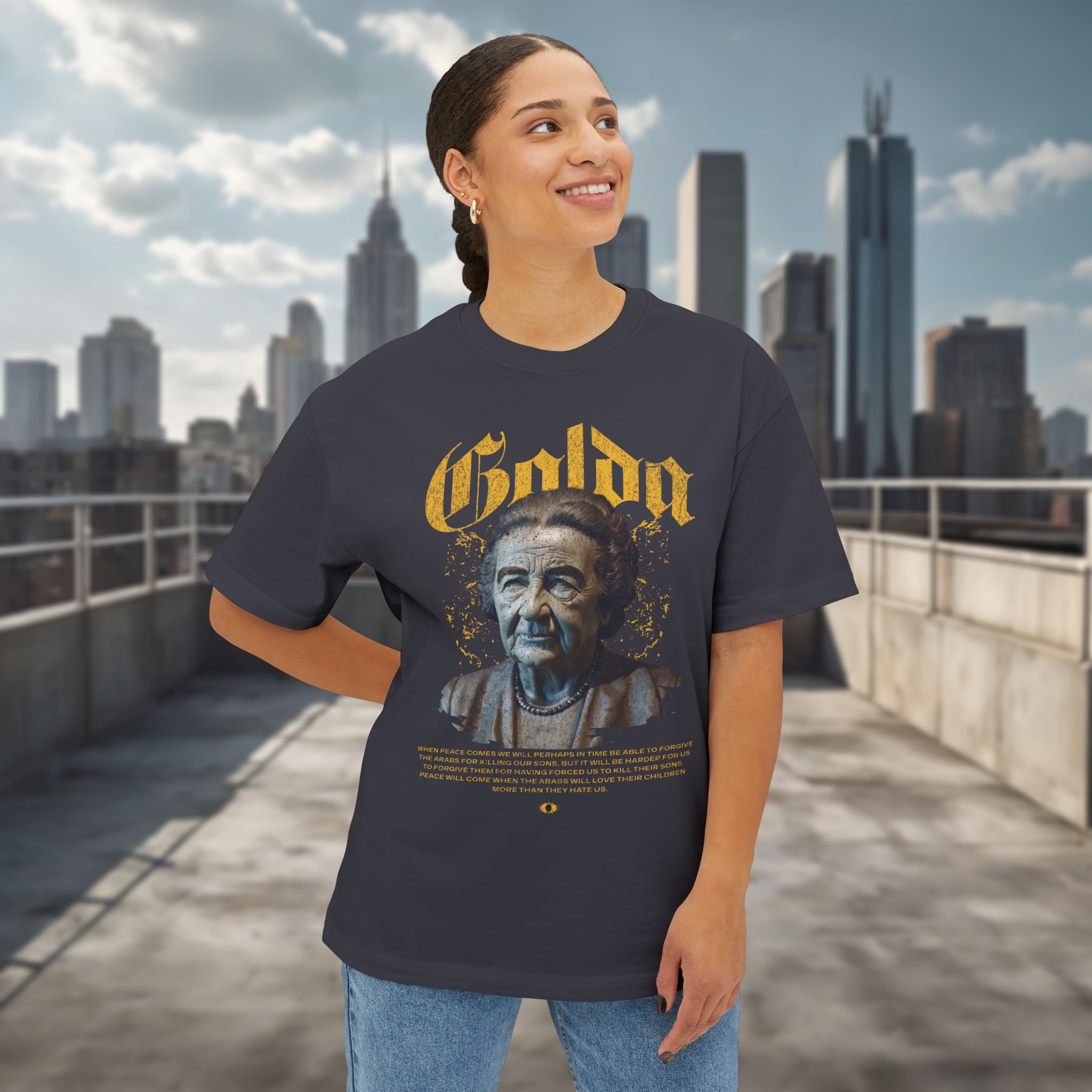 Golda Meir Inspiration Oversized Tee | Women Graphic Shirt for Empowerment & Activism - Image 7