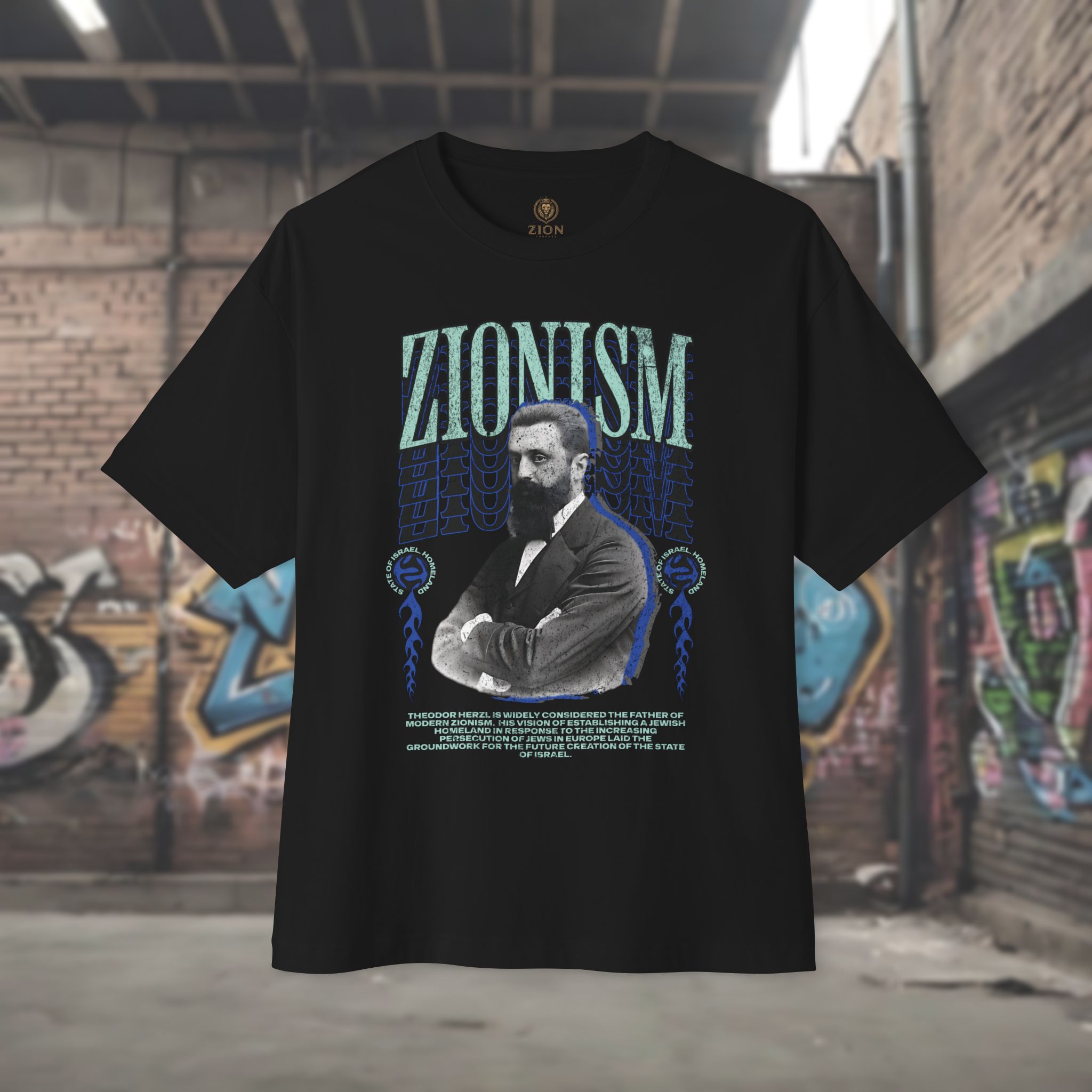 Urban Jewish Oversized T-Shirt for Women - Zionism Herzl Design