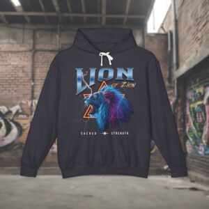 Lion of Zion Unisex Lightweight Hooded Sweatshirt - Bold Graphic Design
