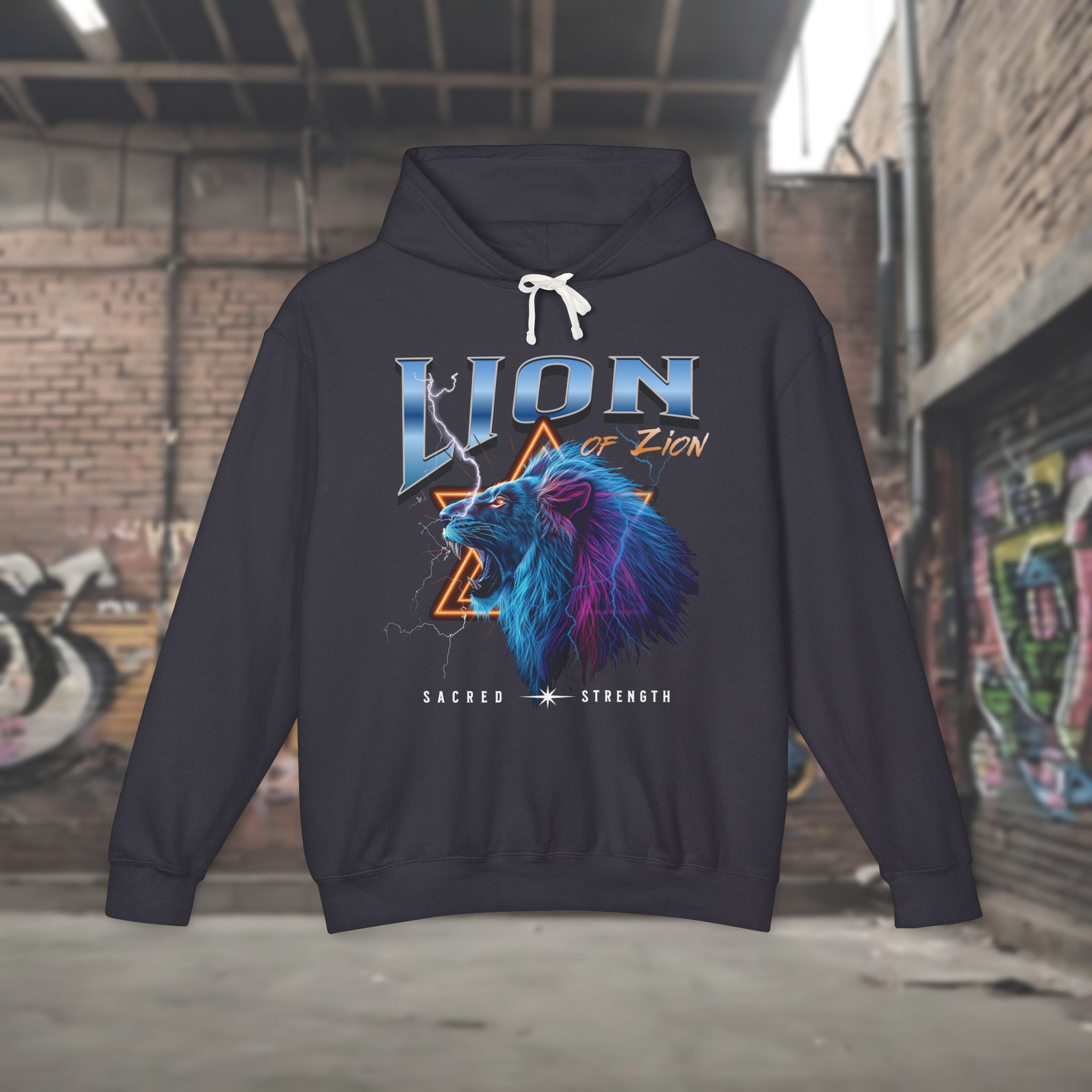Lion of Zion Unisex Lightweight Hooded Sweatshirt - Bold Graphic Design