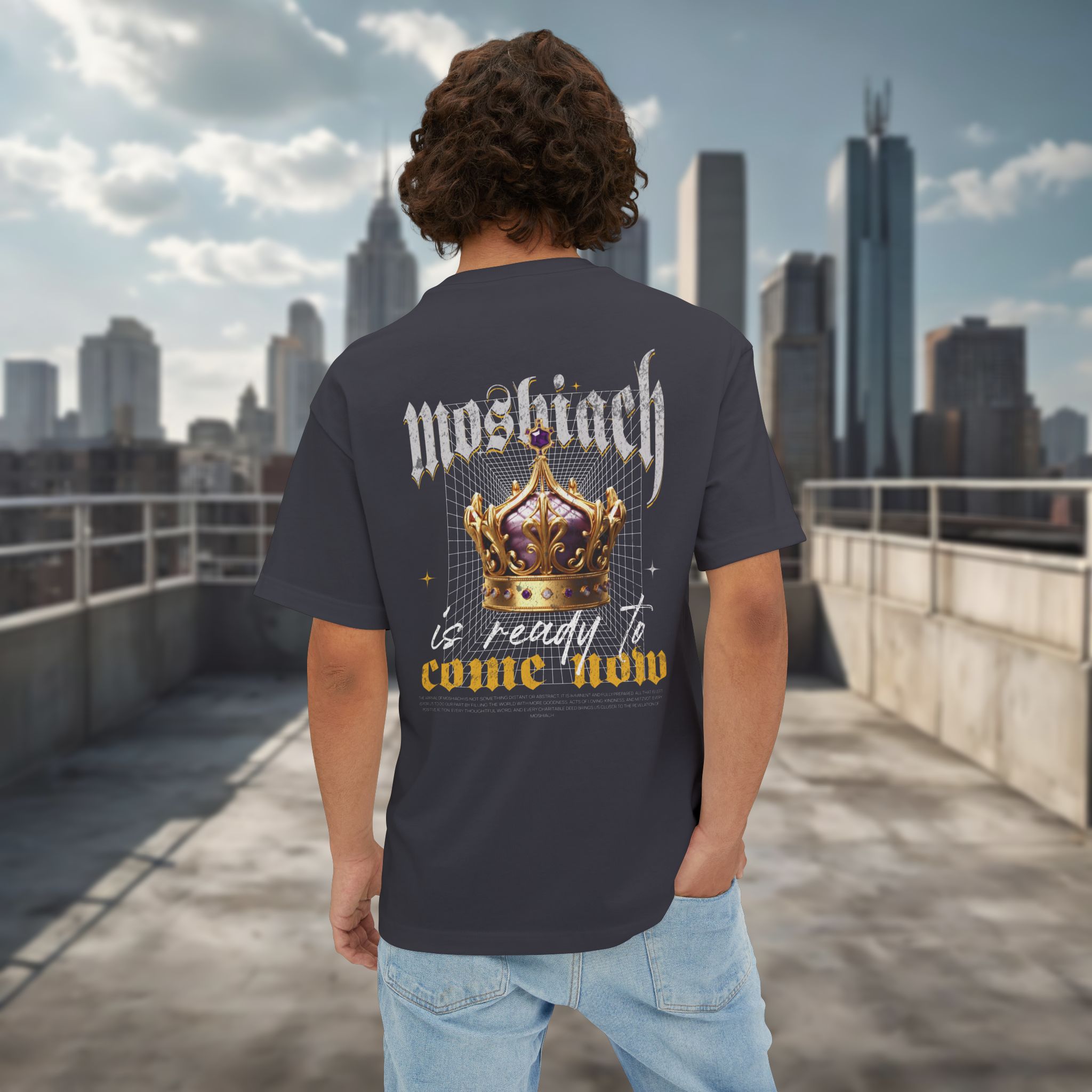 Urban Jewish Oversized Tee for Men - Moshiach Y2K Design - Image 8