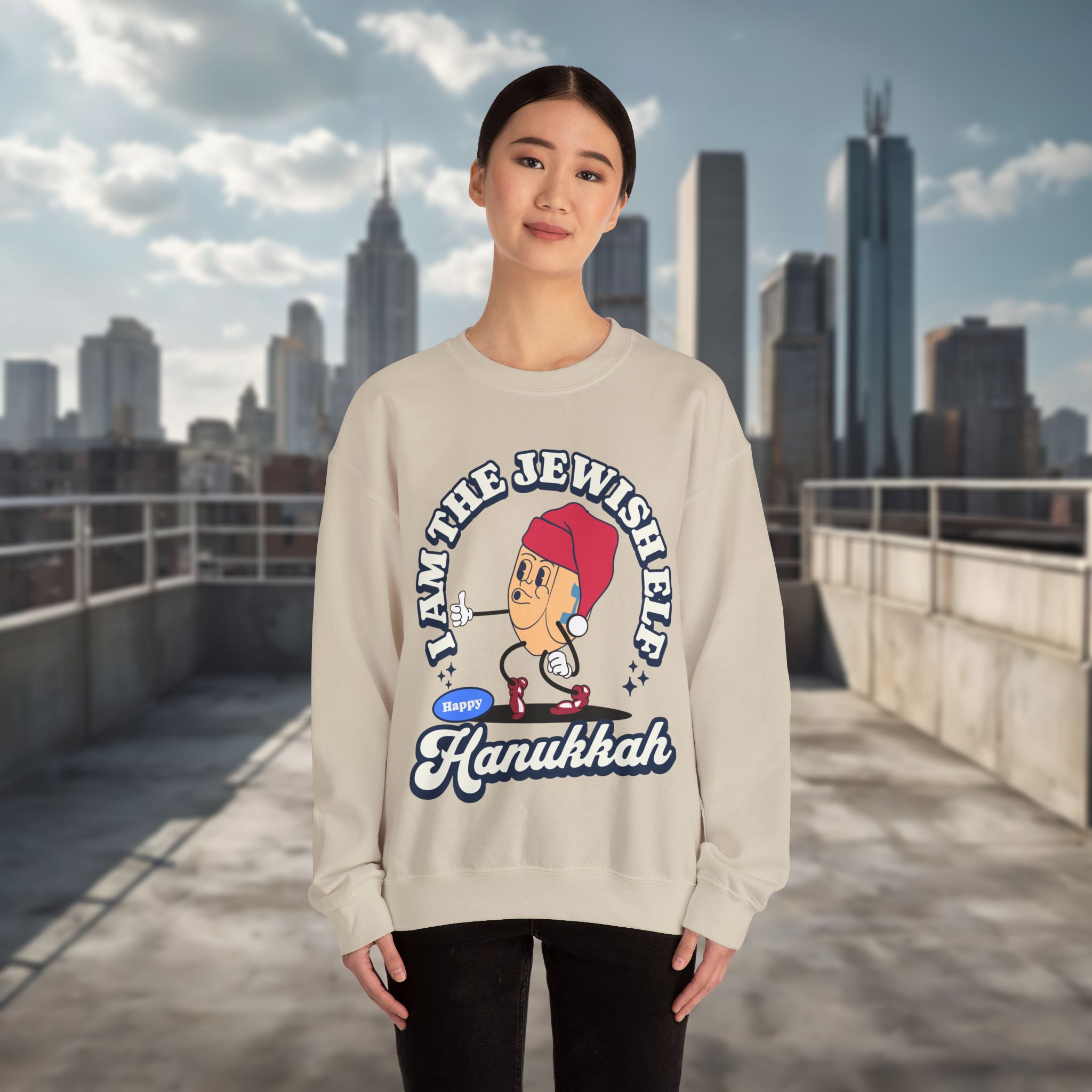 Hanukkah Jewish Elf Sweatshirt for Women - Image 2