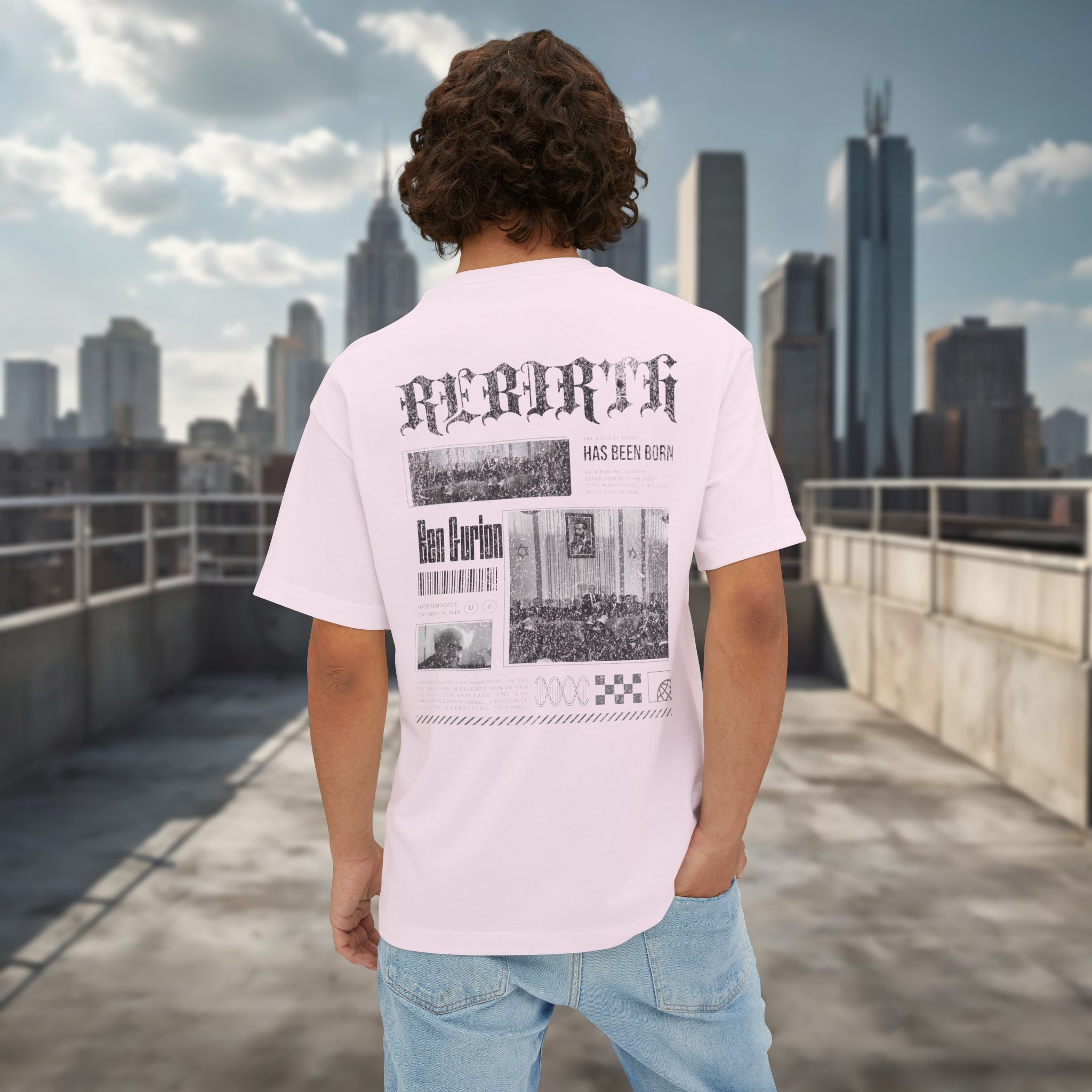 Rebirth of Israel 1948 - Men's Oversized T-Shirt - Image 8