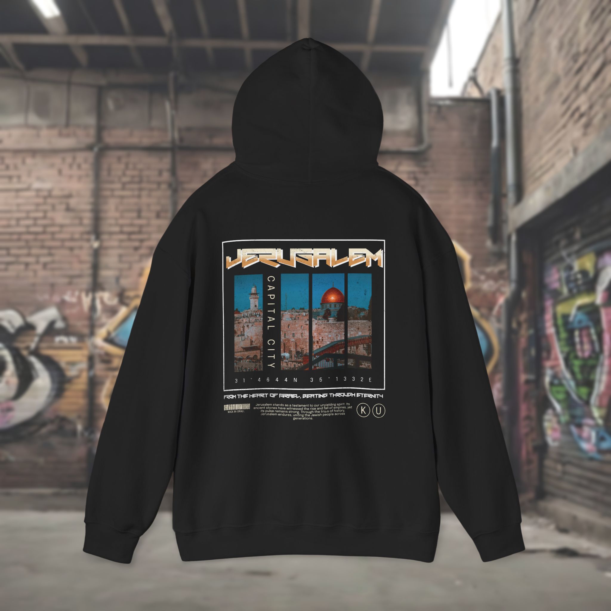 Urban Jewish Hoodie for Men - Jerusalem Y2K Israel Pride - Image 4