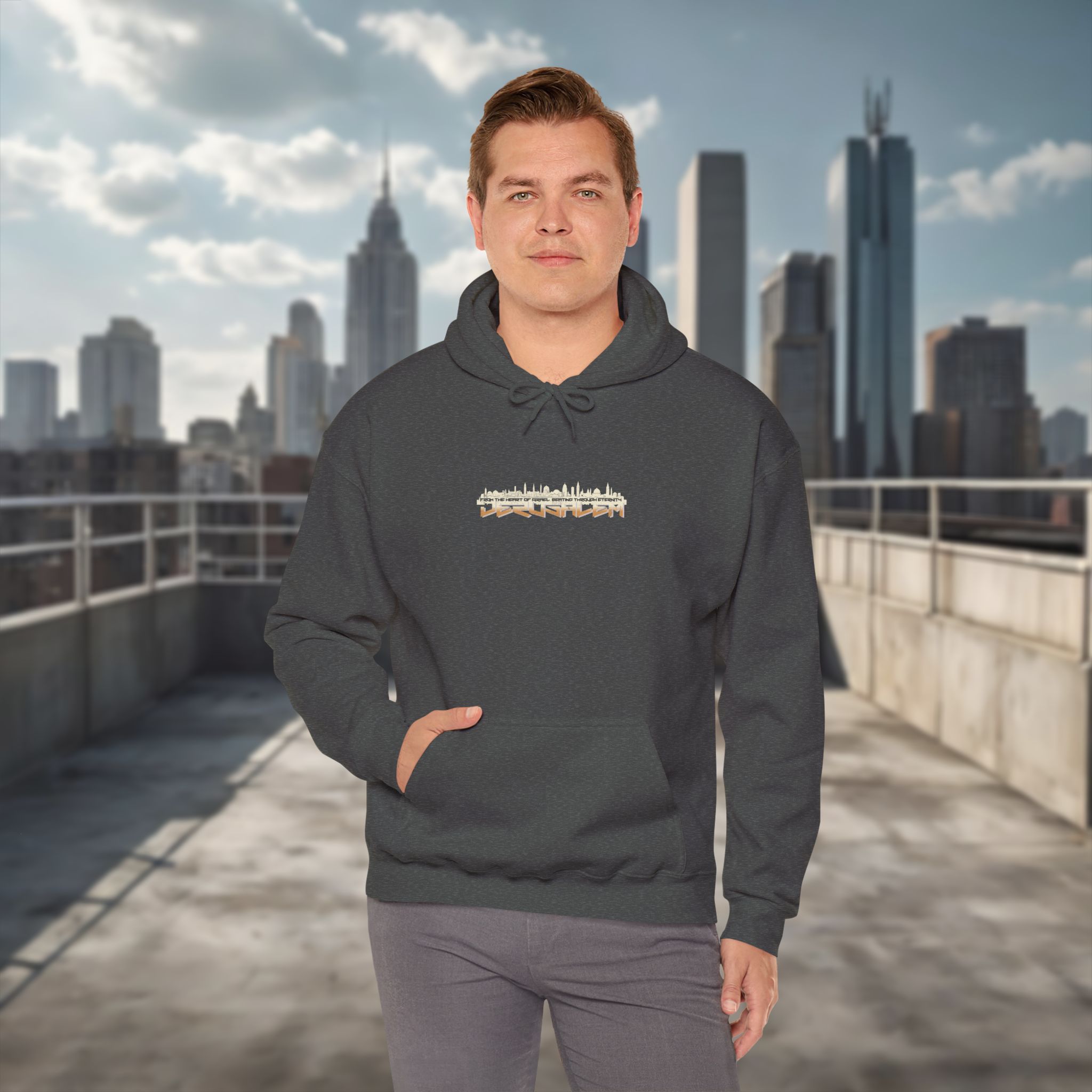 Urban Jewish Hoodie for Men - Jerusalem Y2K Israel Pride - Image 9