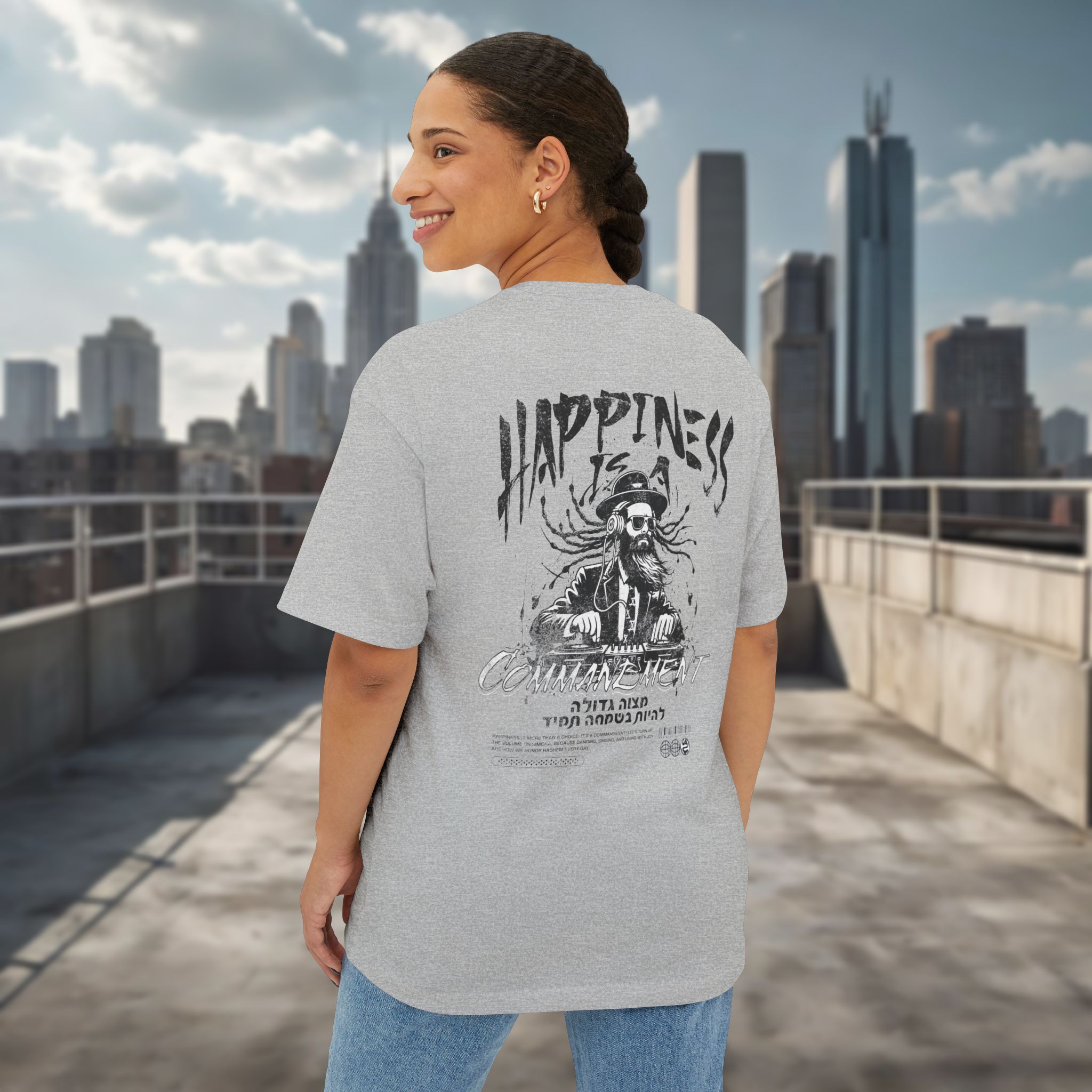 Happiness is a Commandment - Urban Jewish Oversized T-Shirt for women - Image 12