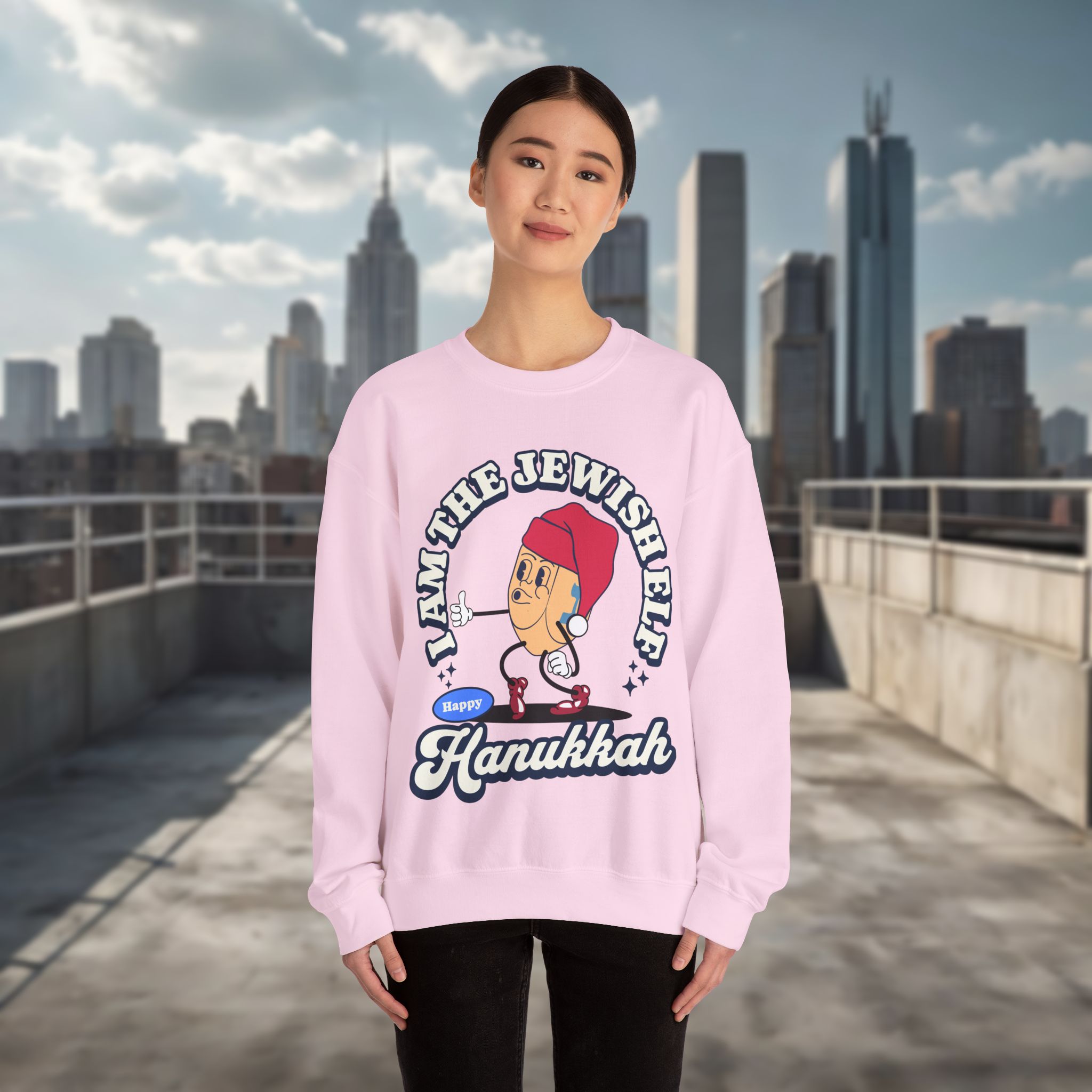 Hanukkah Jewish Elf Sweatshirt for Women - Image 12