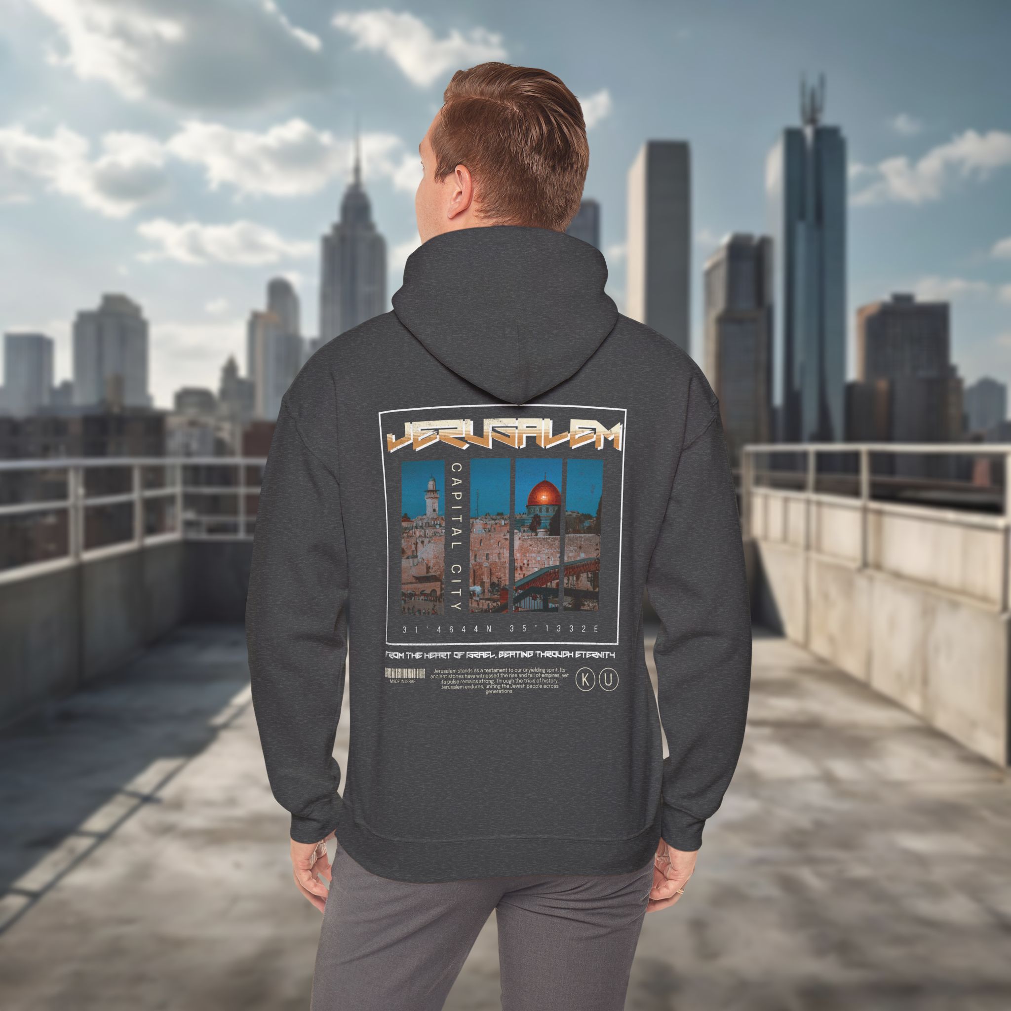 Urban Jewish Hoodie for Men - Jerusalem Y2K Israel Pride - Image 10