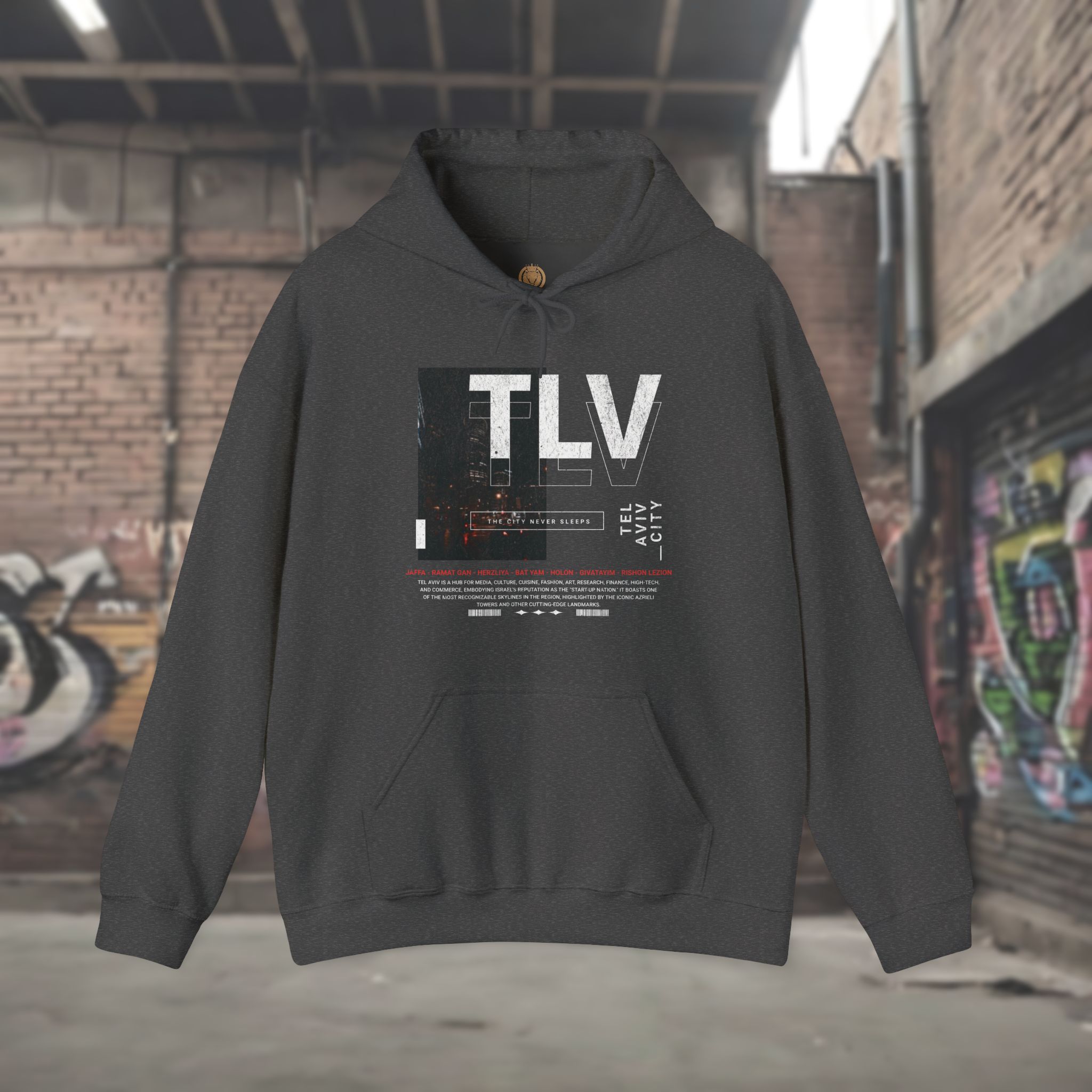 Tel Aviv, The City That Never Sleeps Men’s Hoodie - Image 7