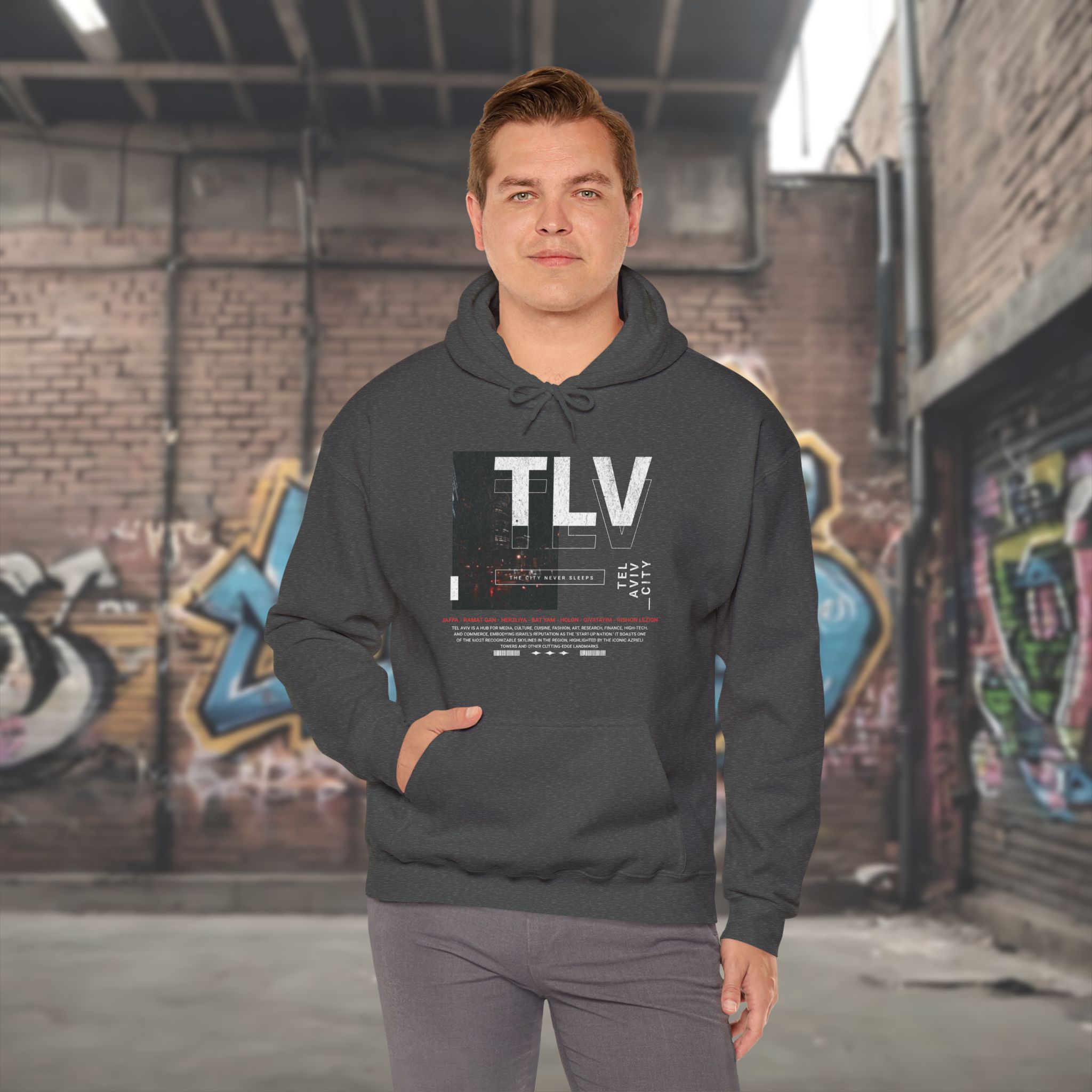 Tel Aviv, The City That Never Sleeps Men’s Hoodie - Image 11