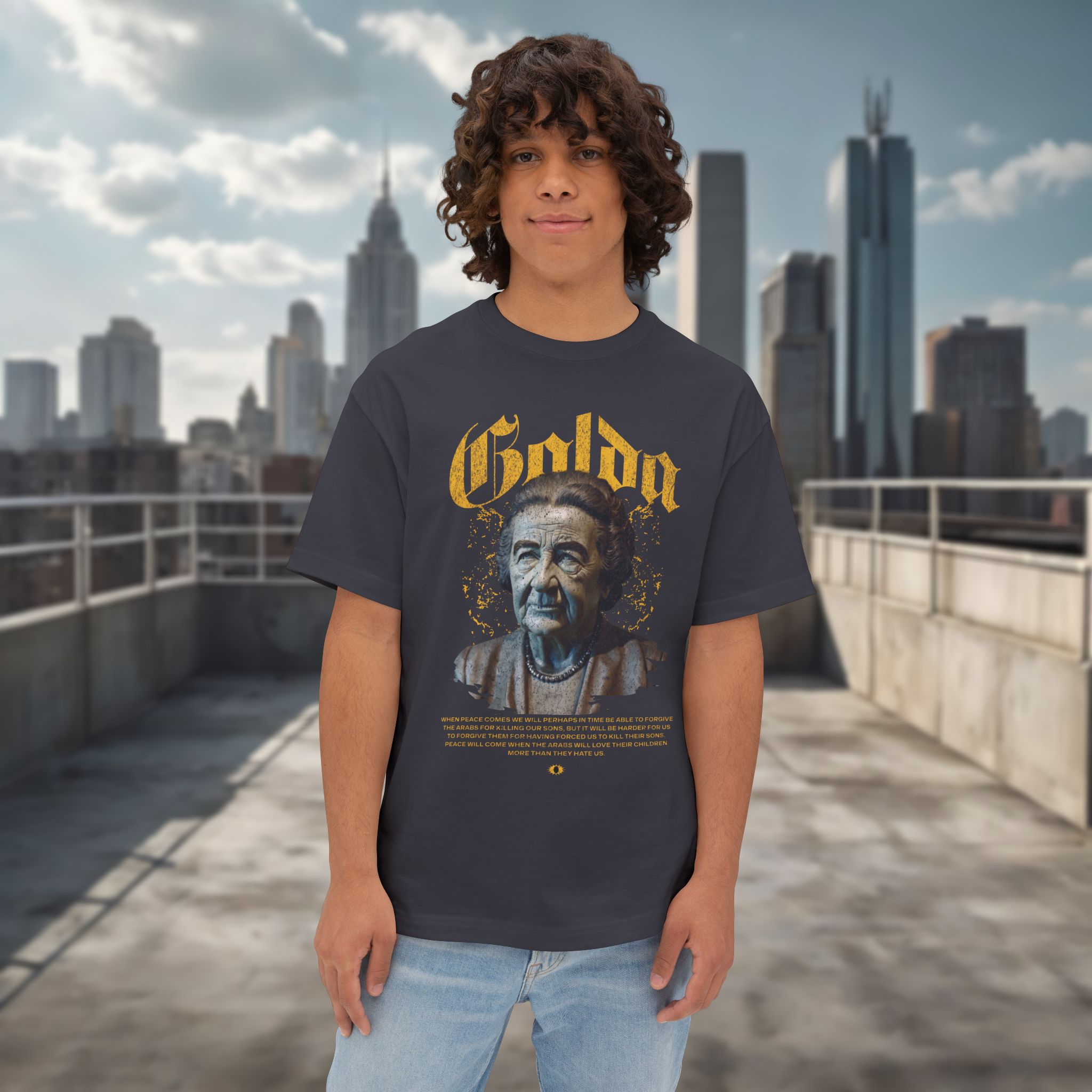 Golda Meir Inspiration Oversized Tee | Men Graphic Shirt for Empowerment & Activism - Image 7