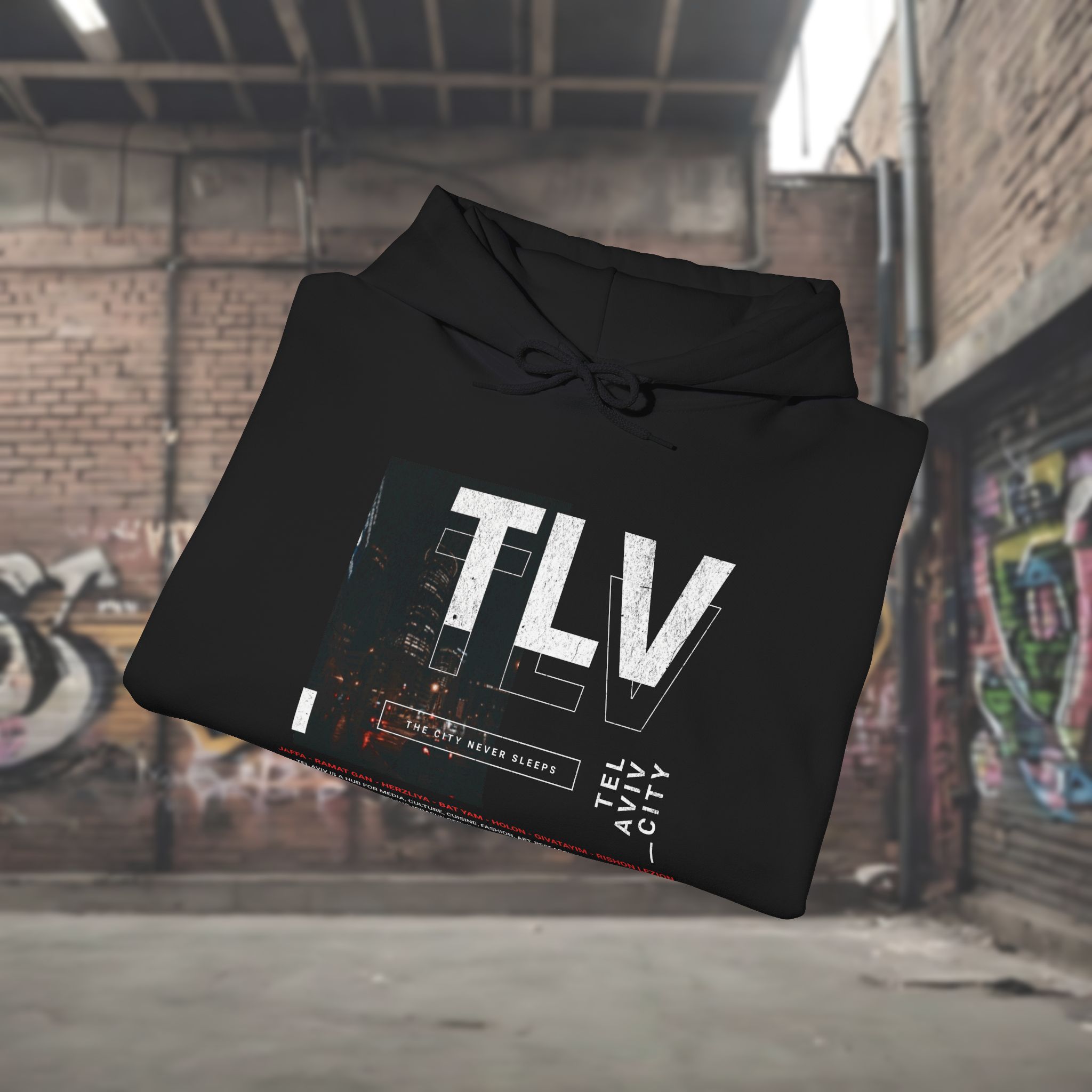 Tel Aviv, The City That Never Sleeps Men’s Hoodie - Image 5