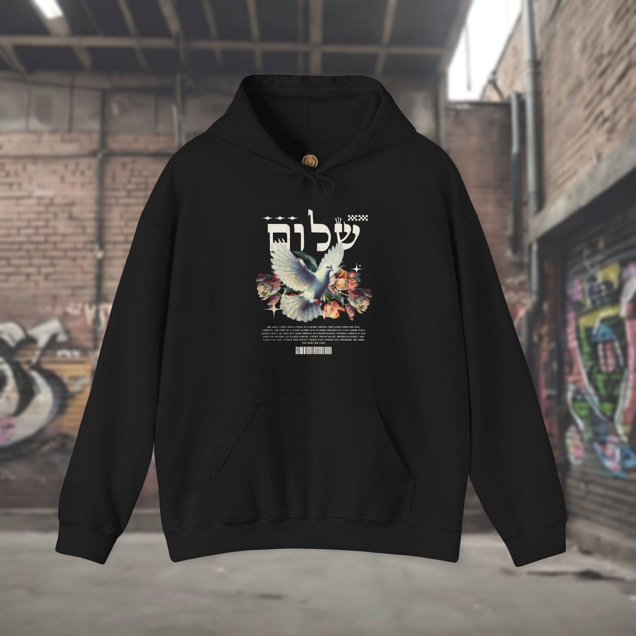 White Dove and Shalom Hebrew Letter Men's Hoodie