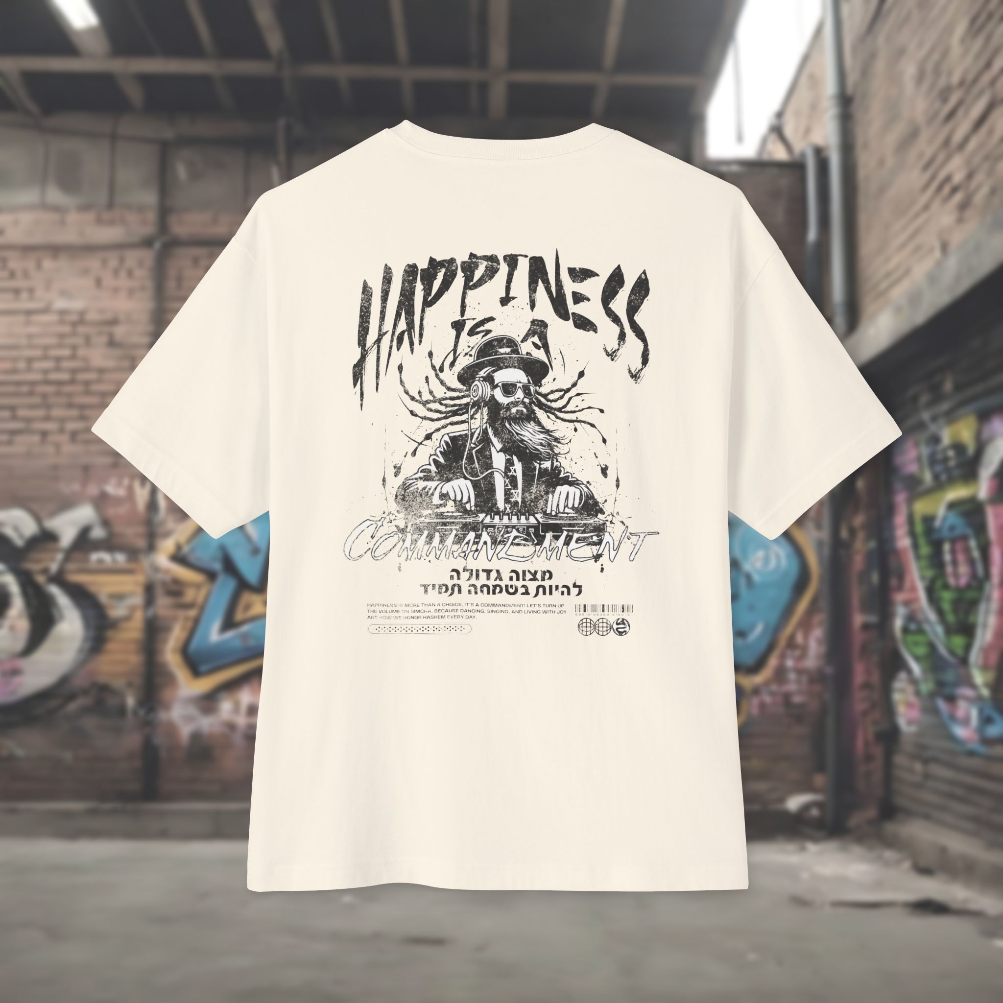 Urban Jewish Oversized T-Shirt - Happiness is a Commandment - Image 6