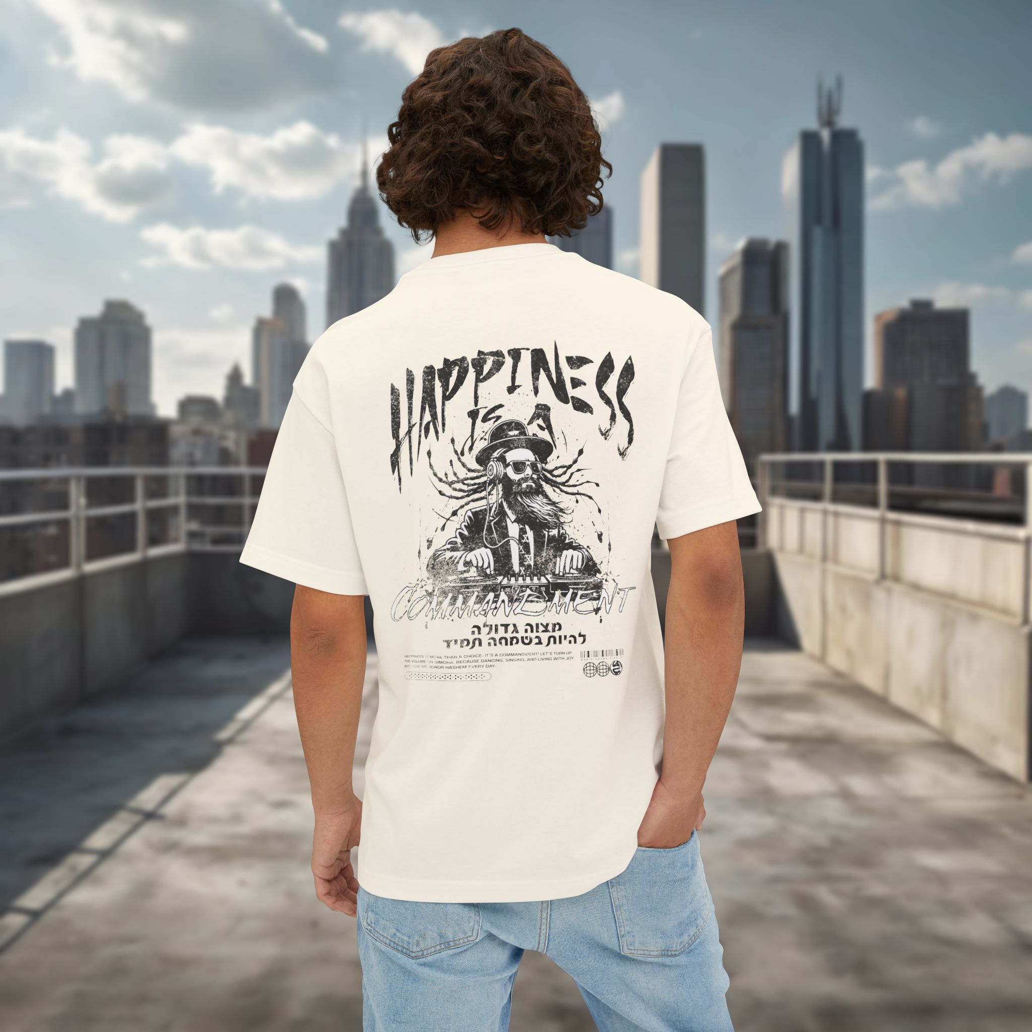 Urban Jewish Oversized T-Shirt - Happiness is a Commandment - Image 8