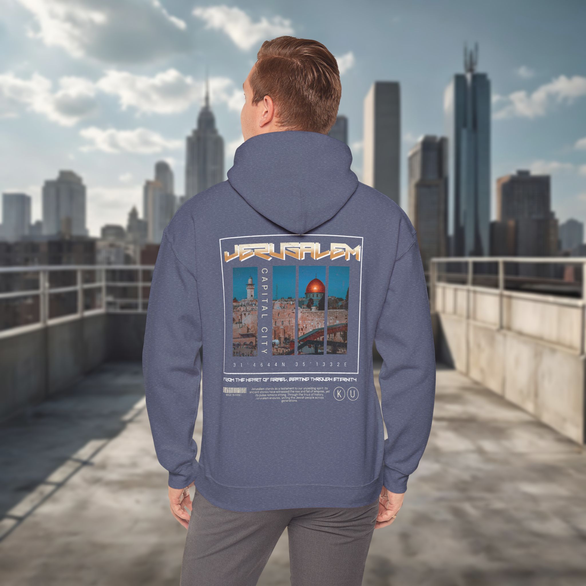 Urban Jewish Hoodie for Men - Jerusalem Y2K Israel Pride - Image 25