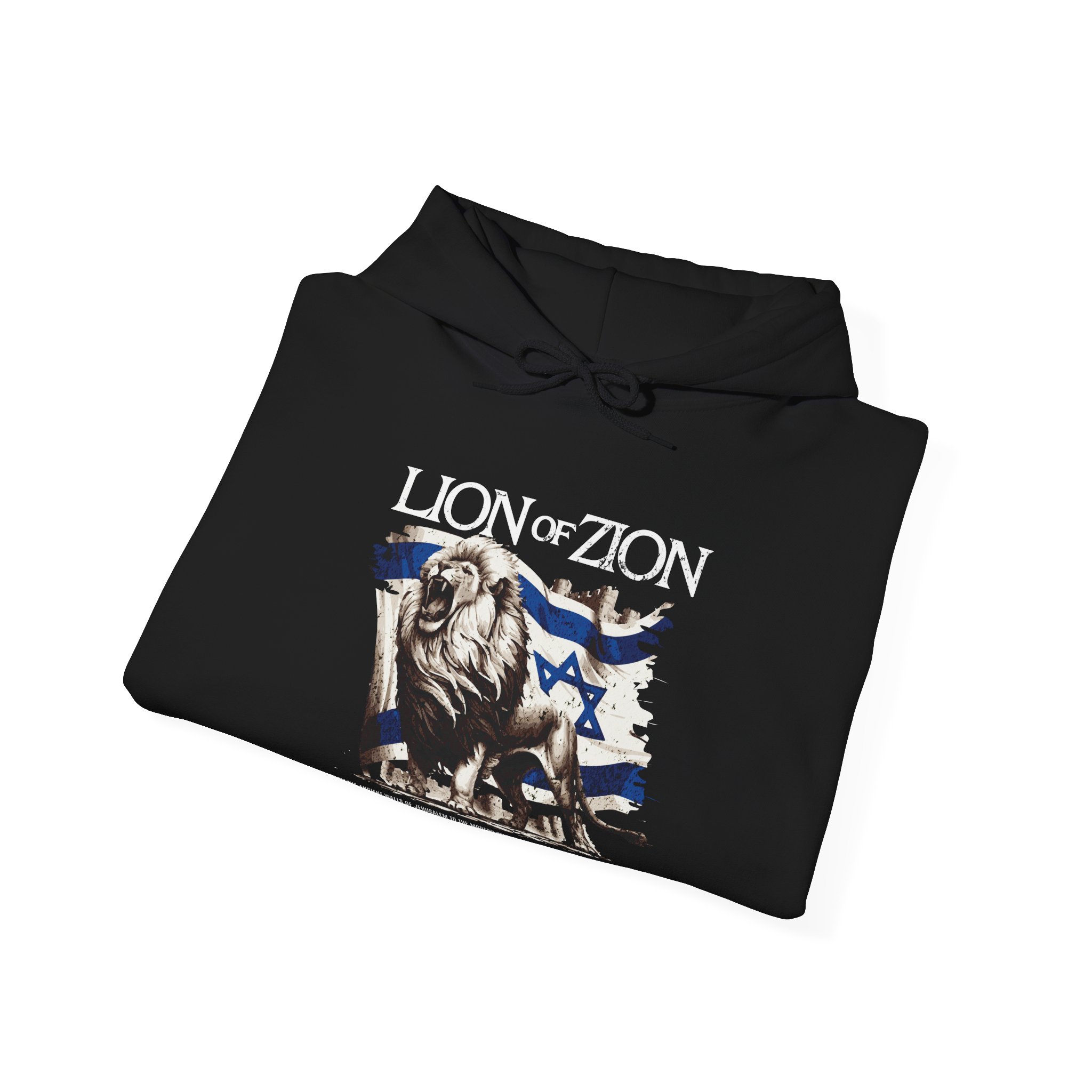Lion of Zion and Israel Flag Design Hoodie for Men - Image 5