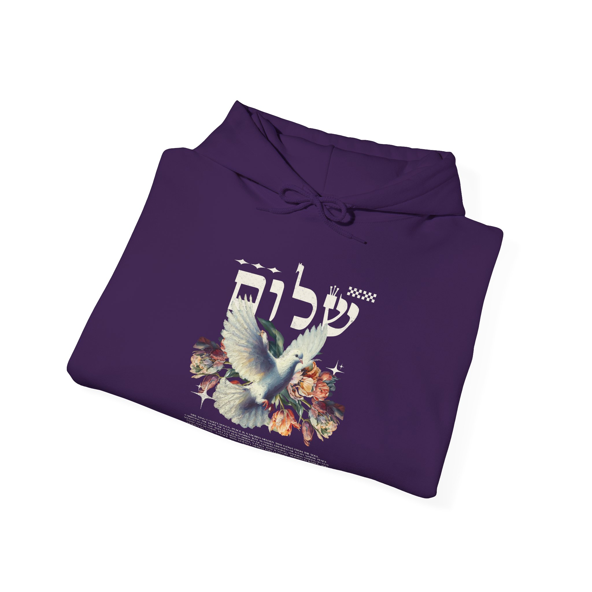 White Dove and Shalom Hebrew Letter Men's Hoodie - Image 34