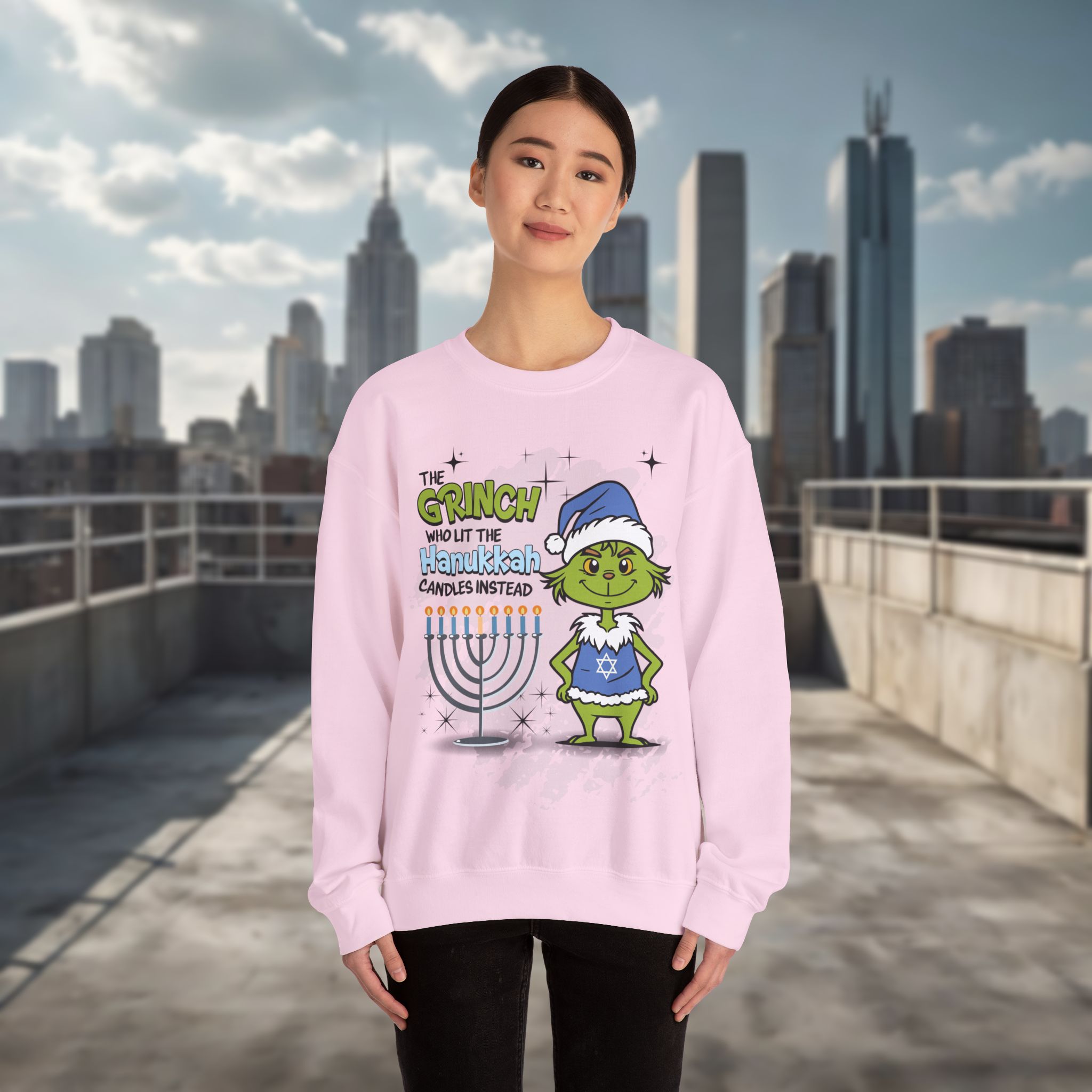 Hanukkah Grinch Sweatshirt for Women - Image 12