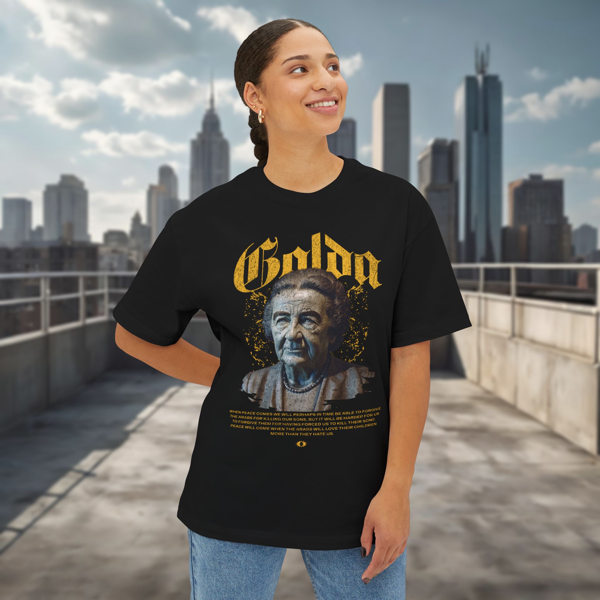 Golda Meir Inspiration Oversized Tee | Women Graphic Shirt for Empowerment & Activism - Image 2