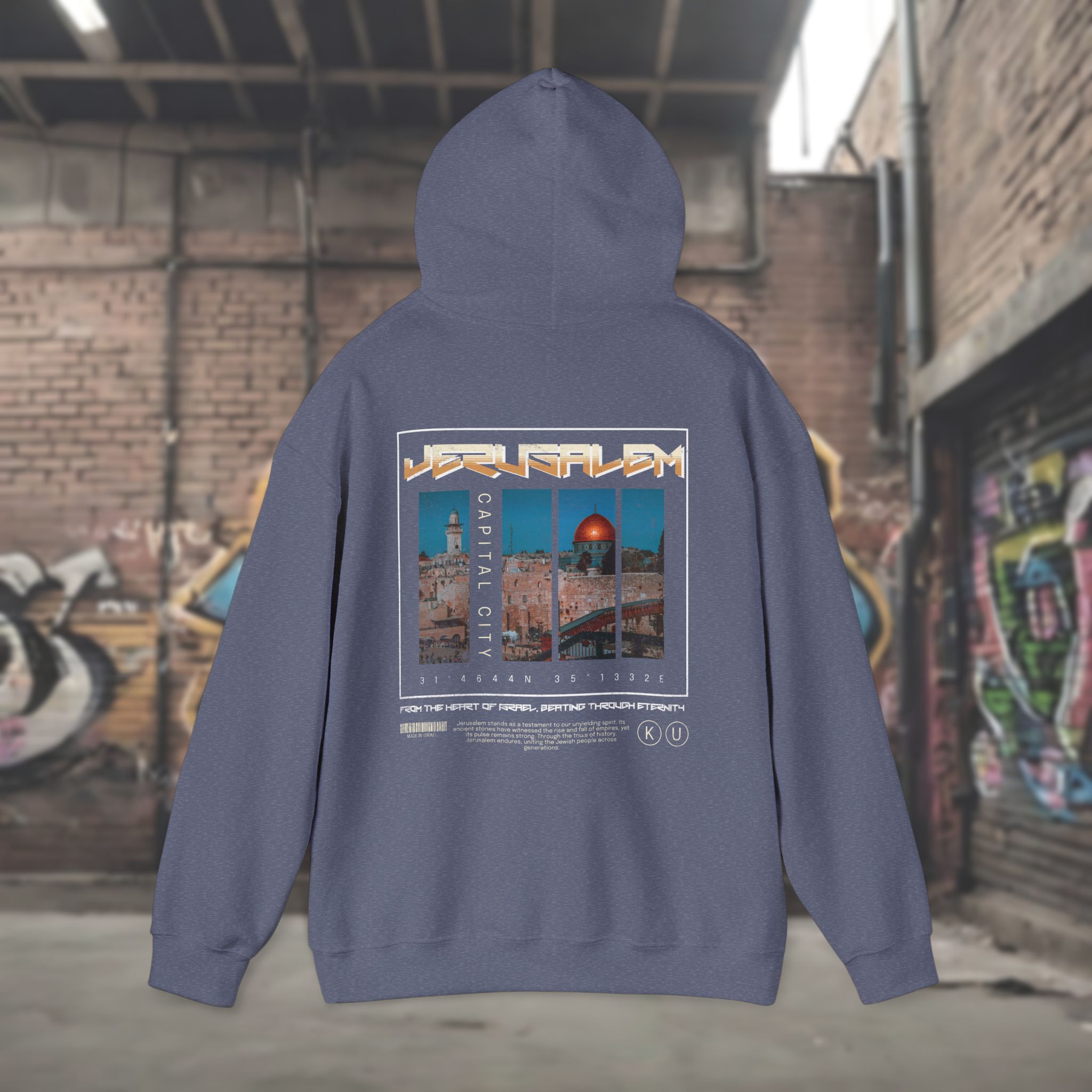 Urban Jewish Hoodie for Men - Jerusalem Y2K Israel Pride - Image 23