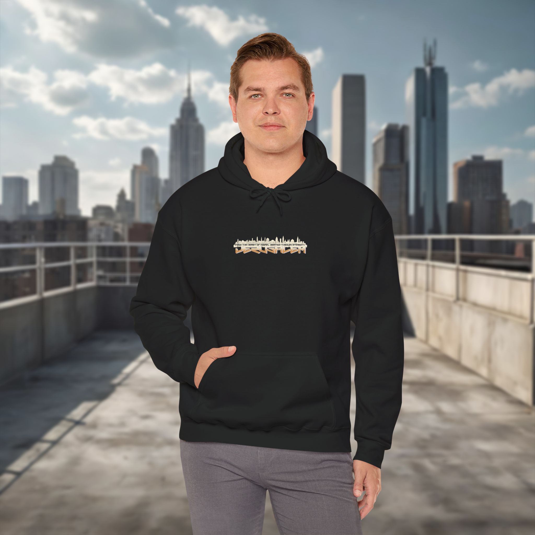 Urban Jewish Hoodie for Men - Jerusalem Y2K Israel Pride - Image 5