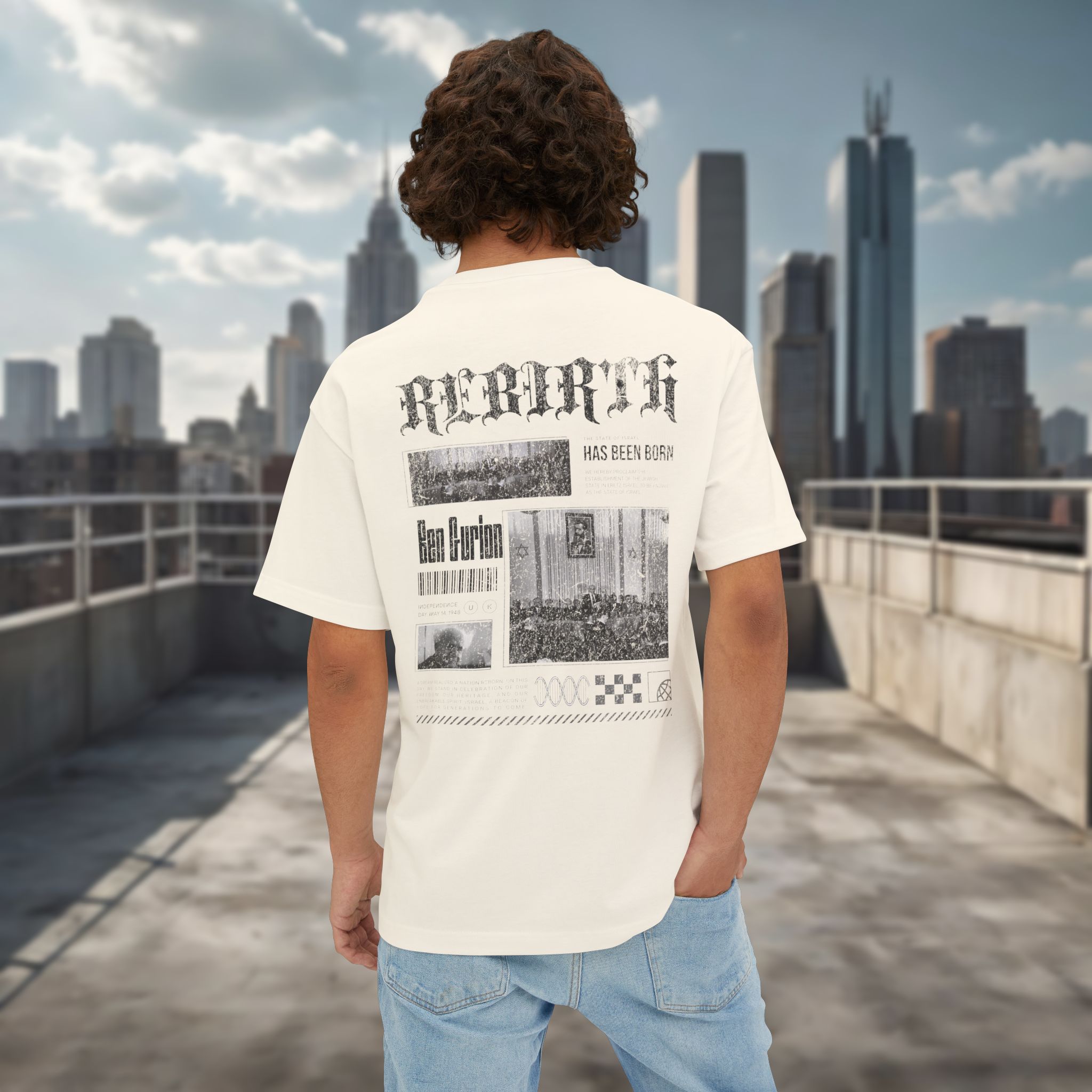 Rebirth of Israel 1948 - Men's Oversized T-Shirt - Image 12